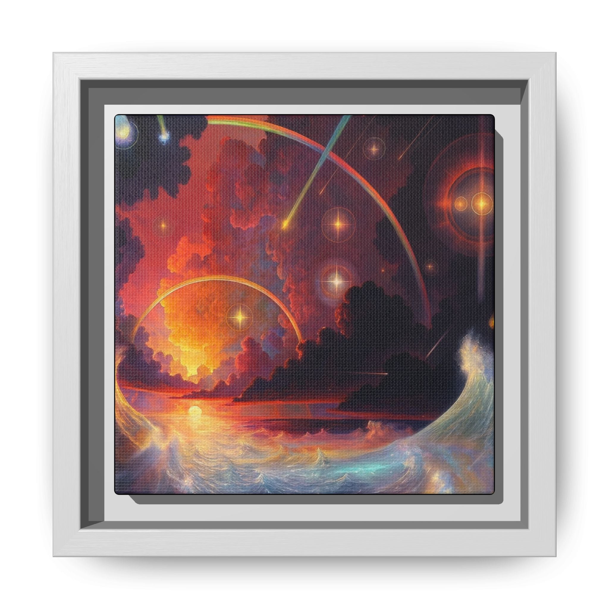 "Celestial Tides" – Framed Canvas Print