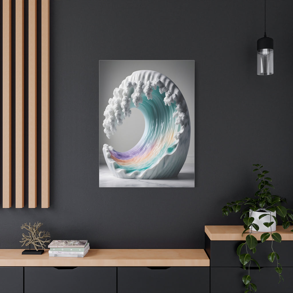 Oceanic Euphoria: Marble Wave Sculpture, Ethereal Aquatic Art - L’Art Suprême Canvas