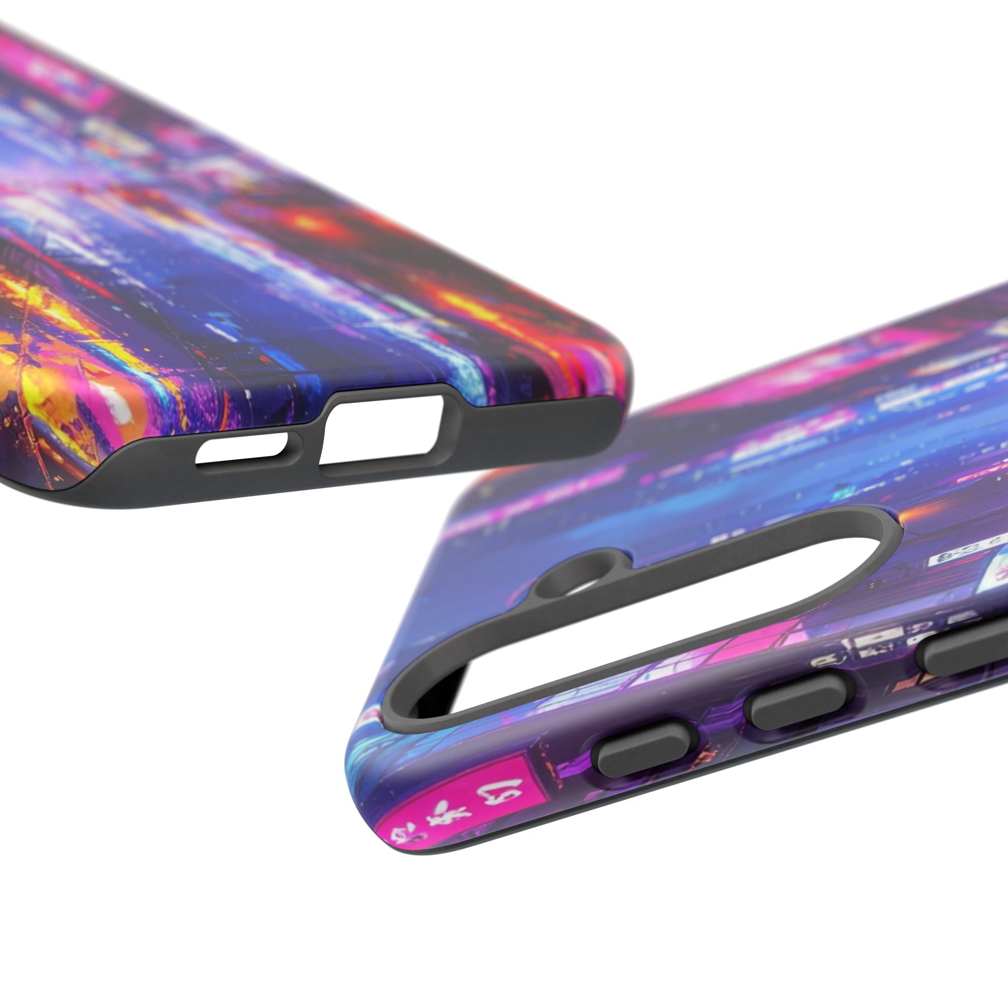Neon Dystopia: Cyberpunk Metropolis, Urban Night Reflections - L’Art Suprême Phone Case