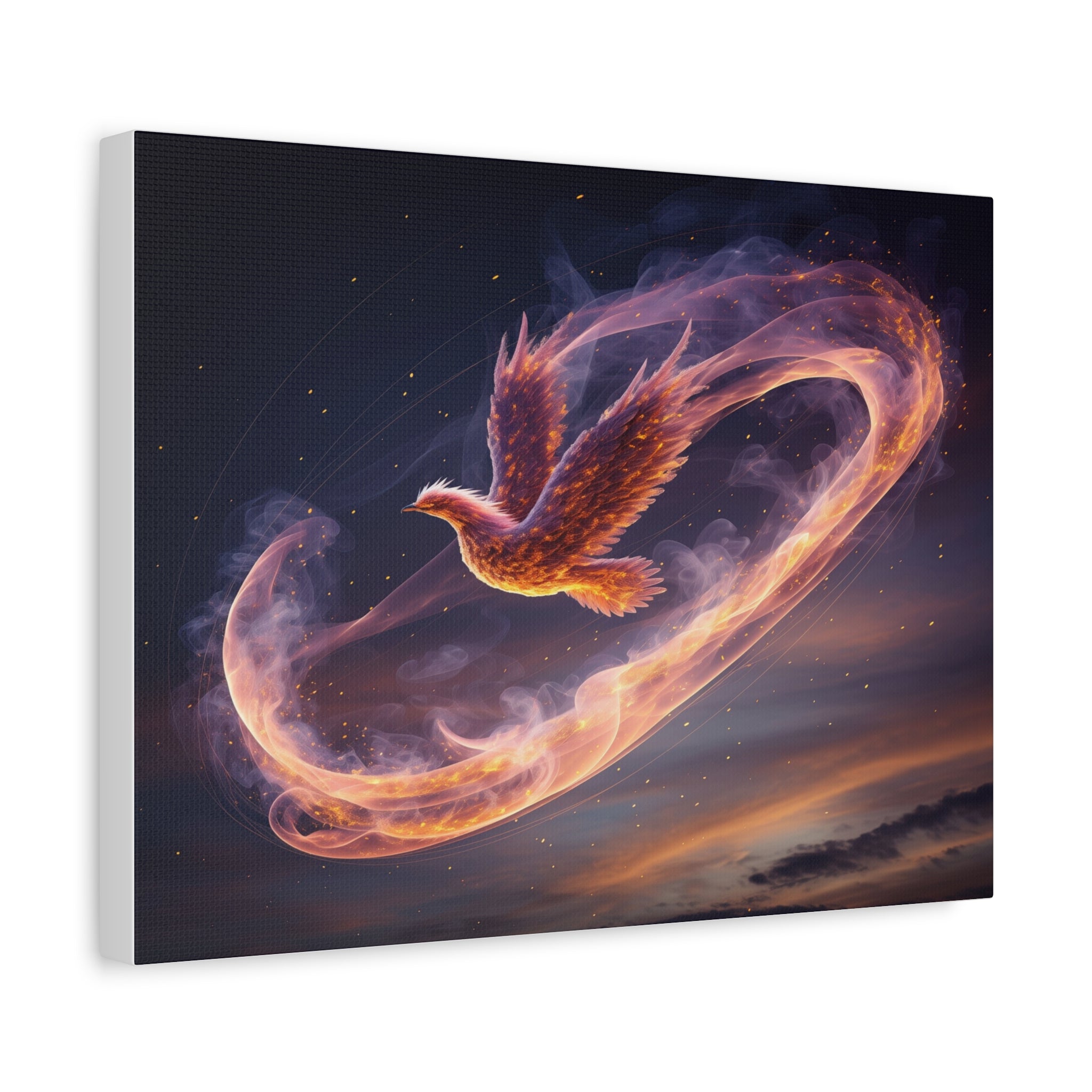 Phoenix of Rebirth: Mythical Fire Bird Digital Painting, Fantasy Flame Creature Artwork - L’Art Suprême Canvas