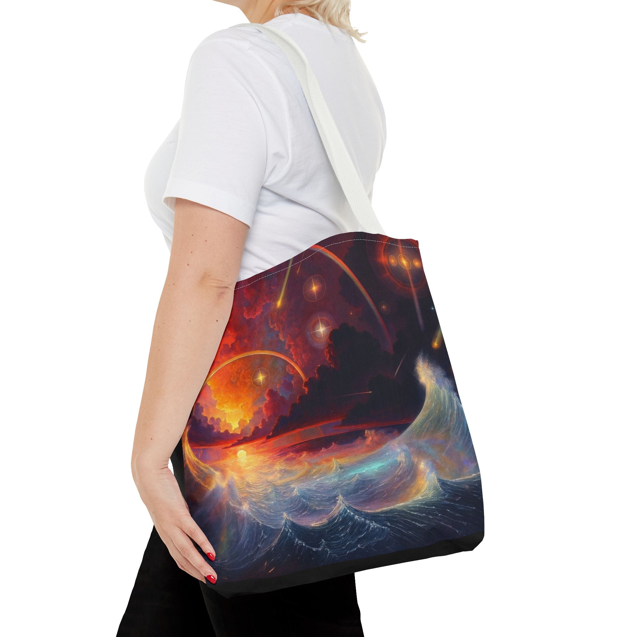 “Celestial Tides” – Cosmic Chaos x Ocean Calm Tote