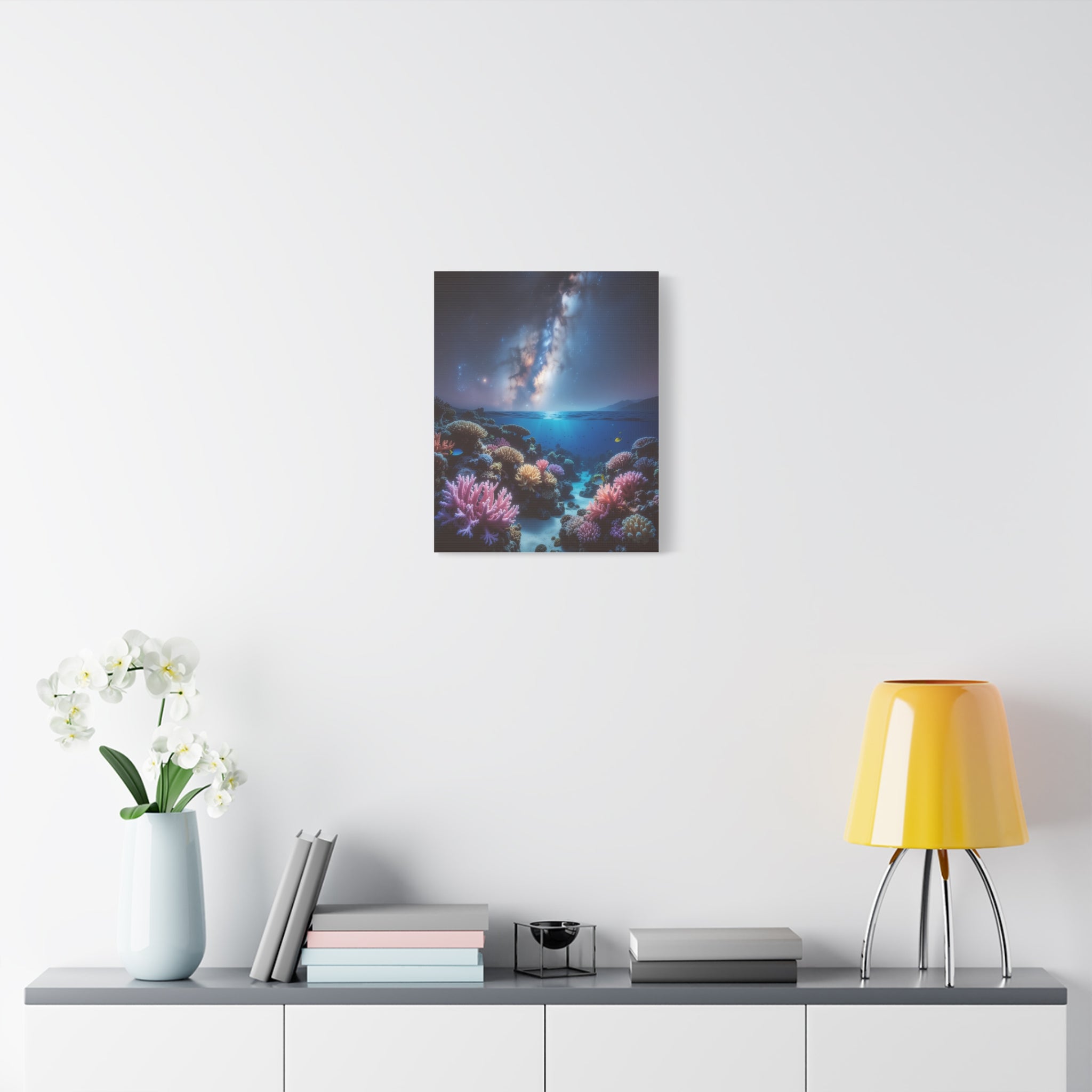 Cosmic Reef Harmony: Underwater Seascape Panorama, Milky Way Marine Dreamscape - L’Art Suprême Canvas