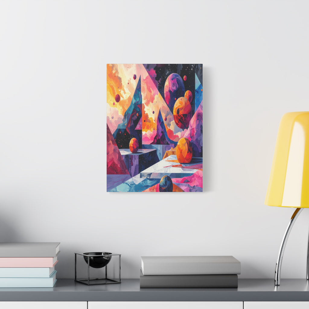 Cosmic Geometry: Dimensional Kaleidoscope, Digital Abstract Landscape - L’Art Suprême Canvas