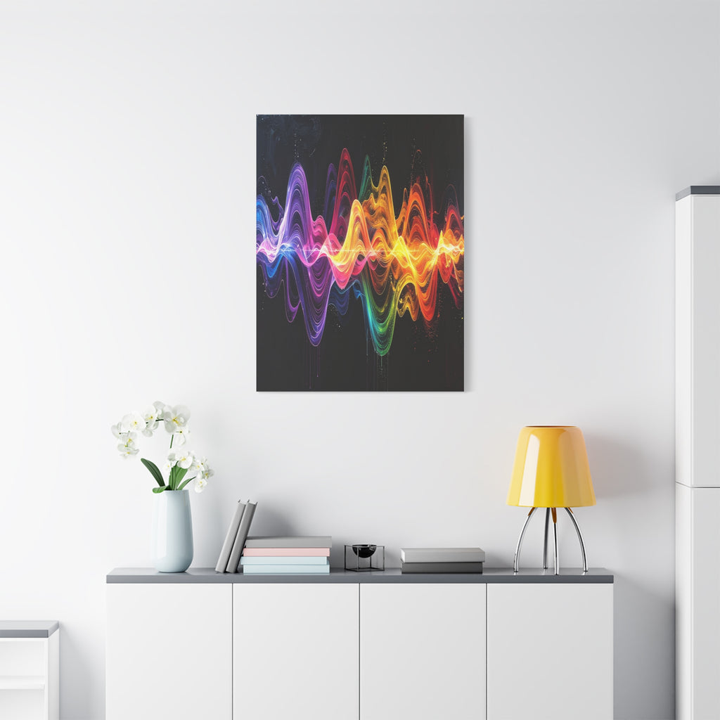 Sonic Spectrum: Digital Sound Wave Visualization, Color Gradient Artwork - L’Art Suprême Canvas