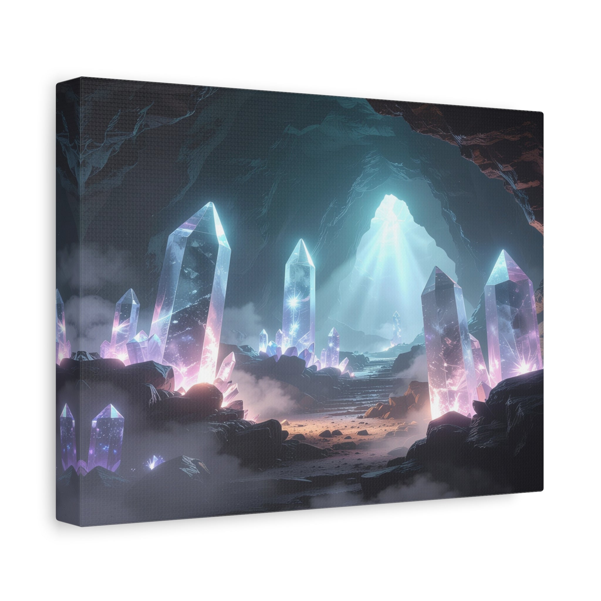 Crystal Reverie: Luminous Cavern Dreamscape, Ethereal Digital Fantasy Art - L’Art Suprême Canvas