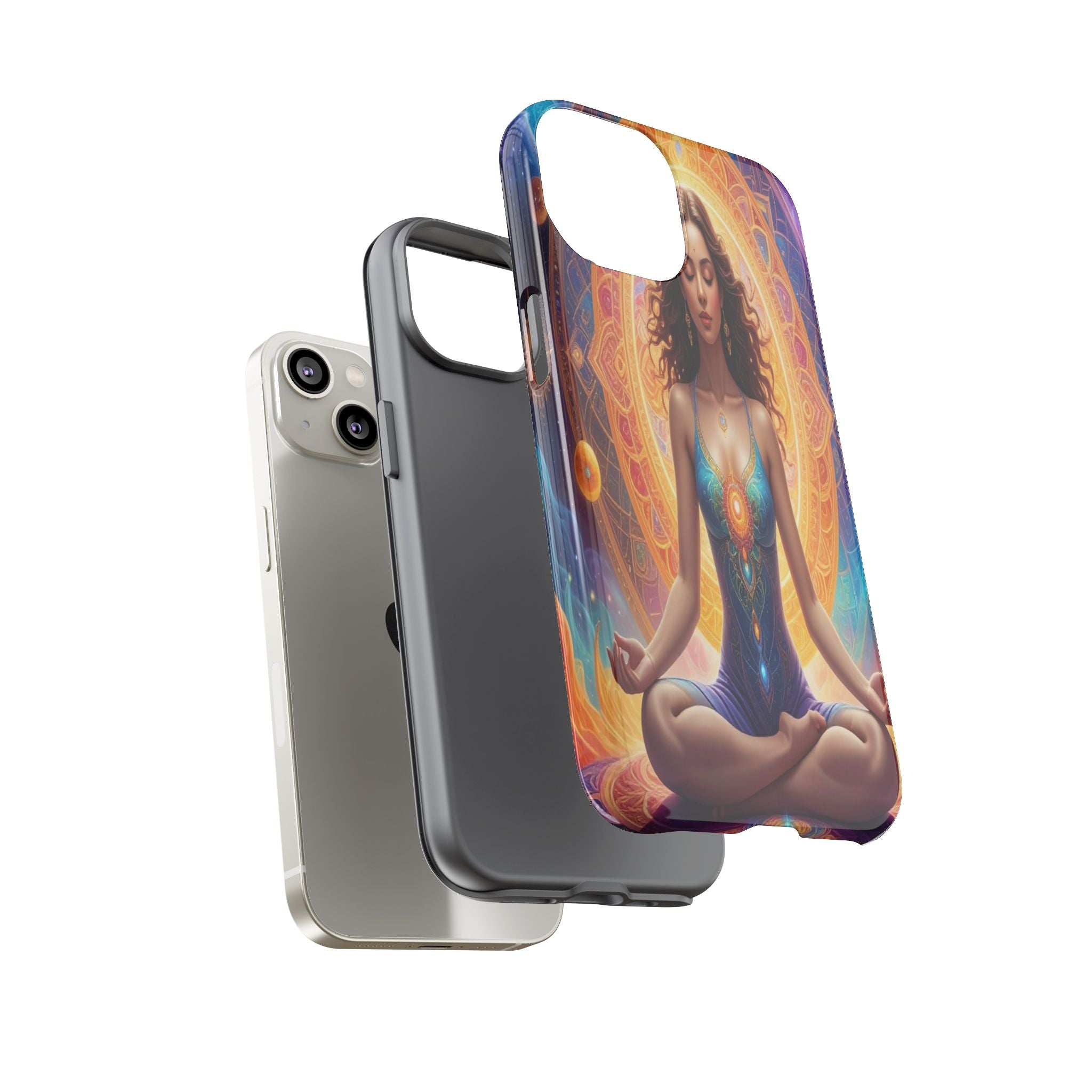 Cosmic Awakening: Spiritual Meditation Mandala, Celestial Energy Visualization - L’Art Suprême Phone Case