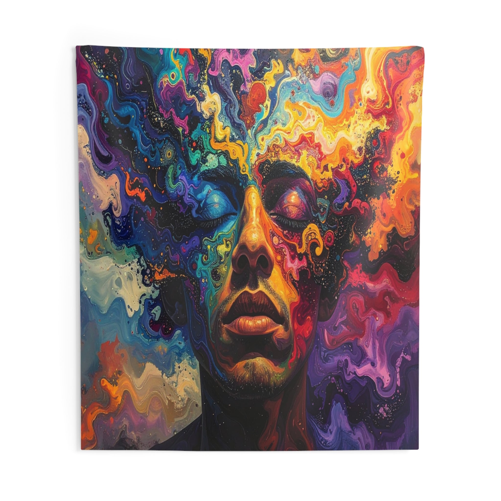 Psychedelic Portrait of Inner Consciousness: Abstract Fluid Painting, Emotional Landscape Exploration - L'Art Tapestry