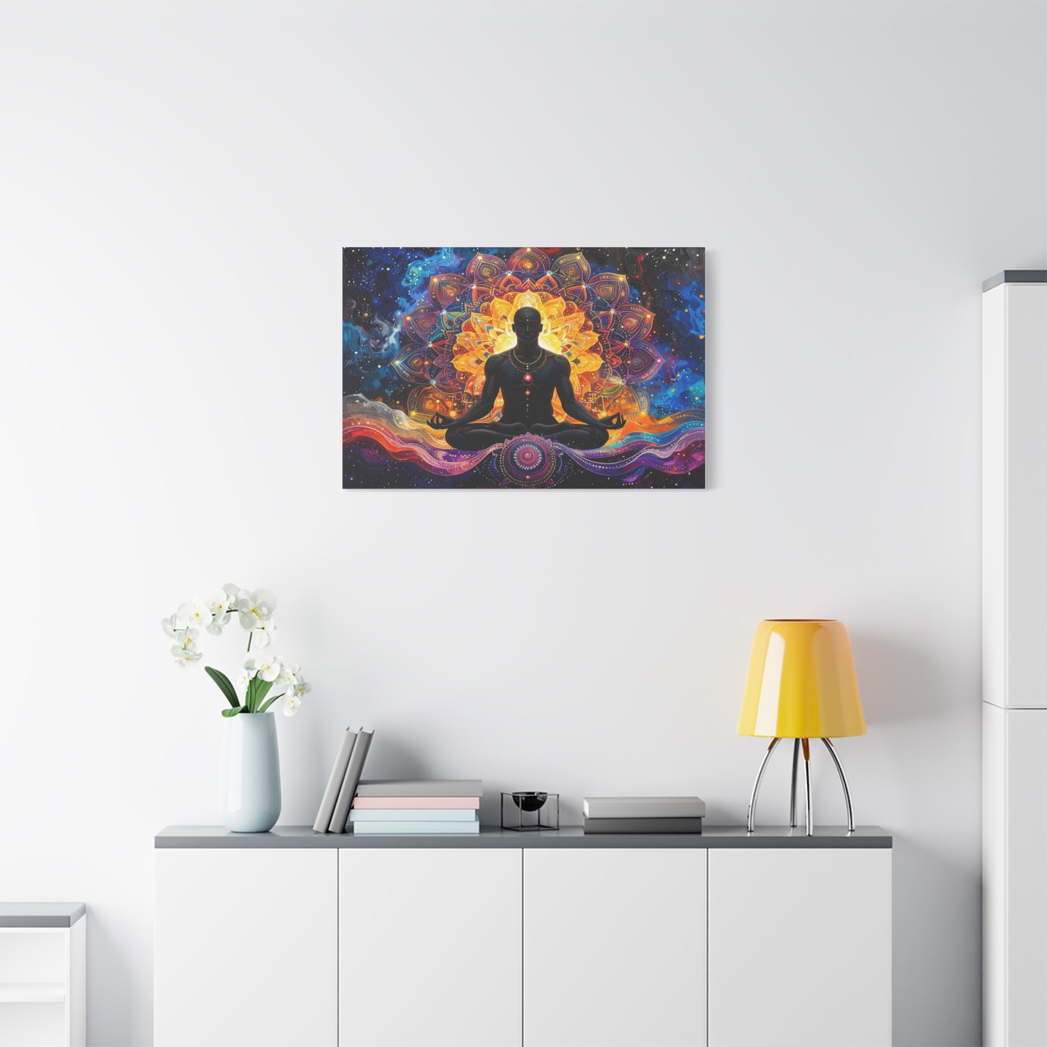 Cosmic Meditation: Spiritual Awakening through Mandala Art, Transcendent Chakra Visualization - L’Art Suprême Canvas