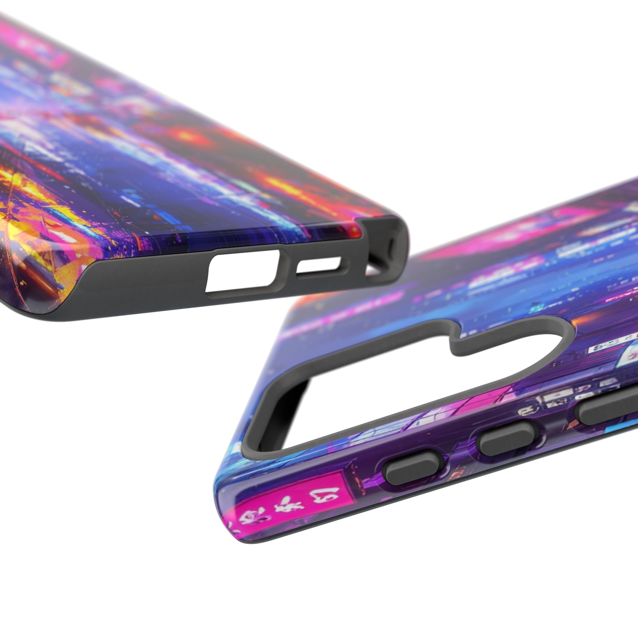 Neon Dystopia: Cyberpunk Metropolis, Urban Night Reflections - L’Art Suprême Phone Case