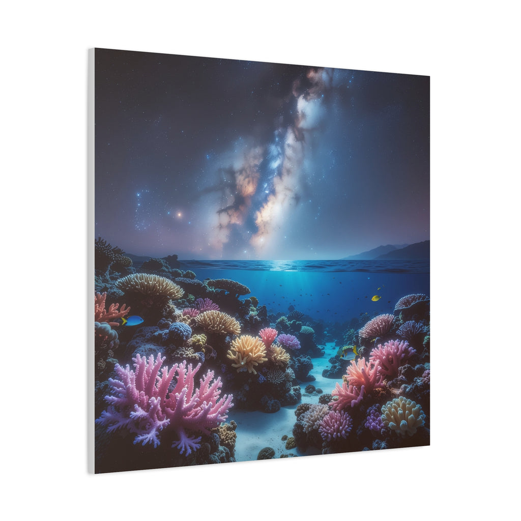 Cosmic Reef Harmony: Underwater Seascape Panorama, Milky Way Marine Dreamscape - L’Art Suprême Canvas
