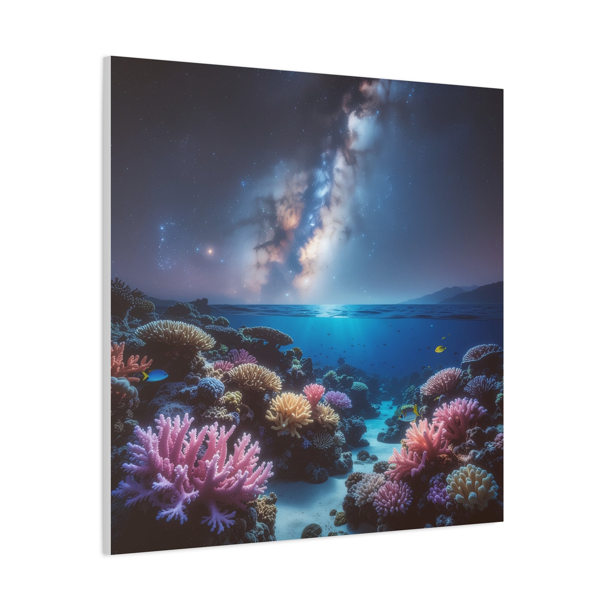 Cosmic Reef Harmony: Underwater Seascape Panorama, Milky Way Marine Dreamscape - L’Art Suprême Canvas