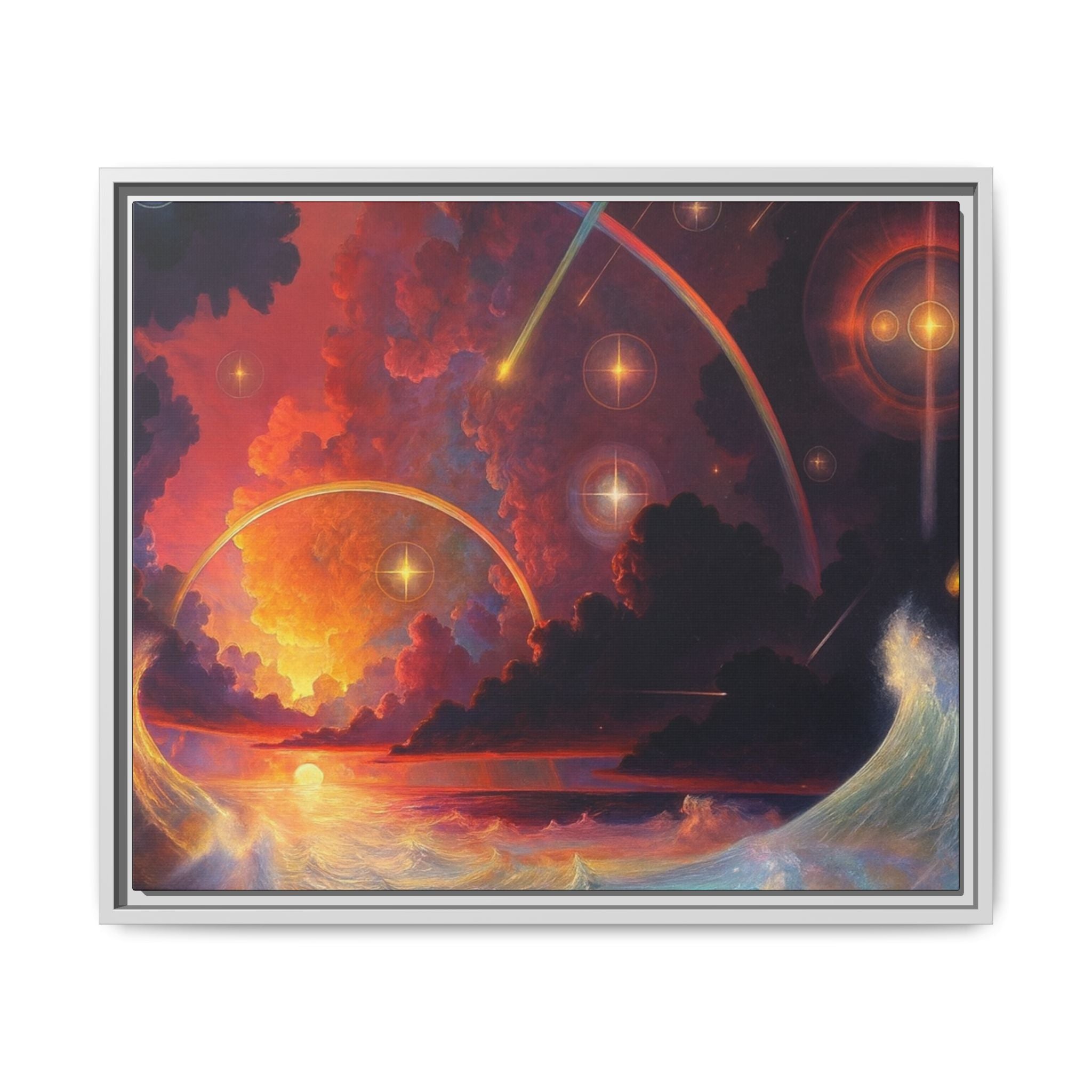 "Celestial Tides" – Framed Canvas Print