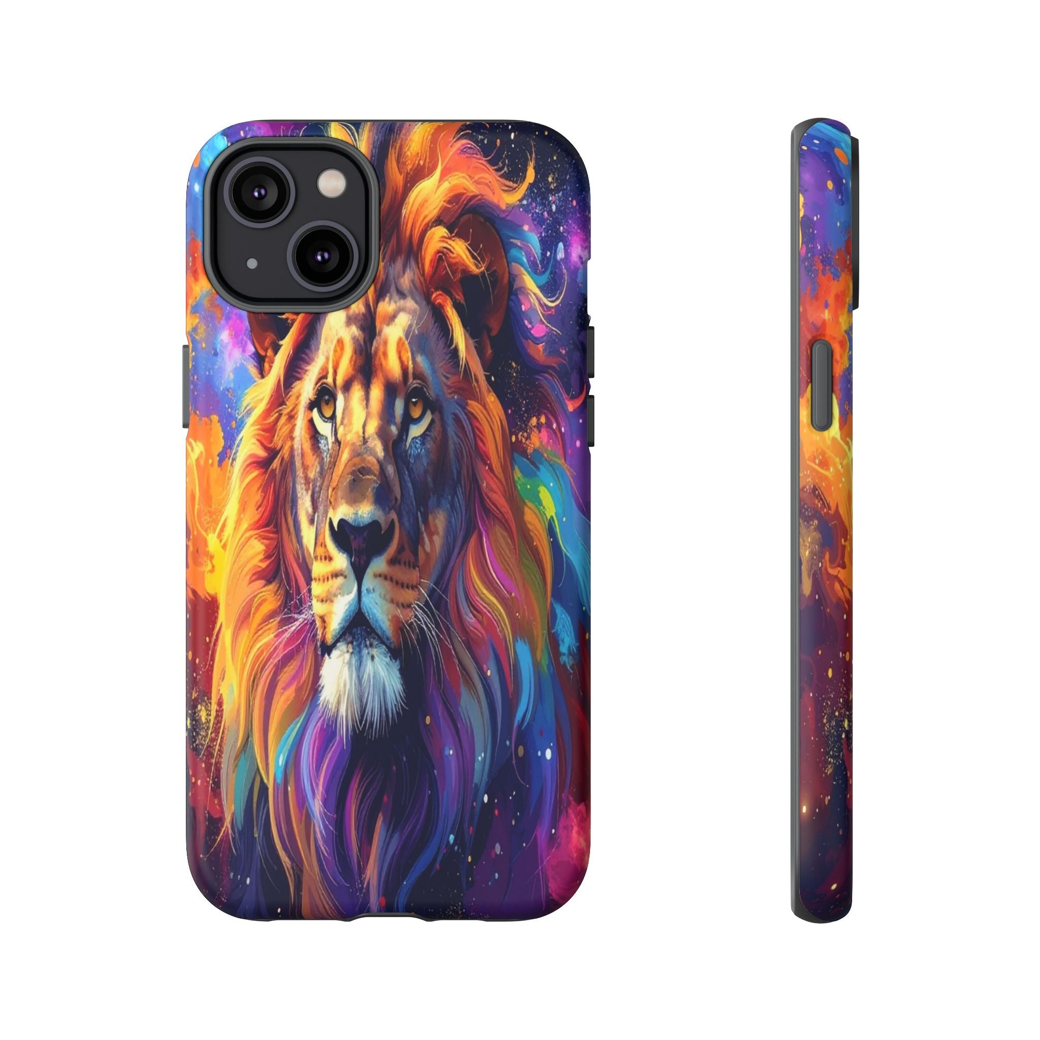 Cosmic Mane: Celestial Lion Portrait, Psychedelic Wildlife Art - L’Art Suprême Phone Case