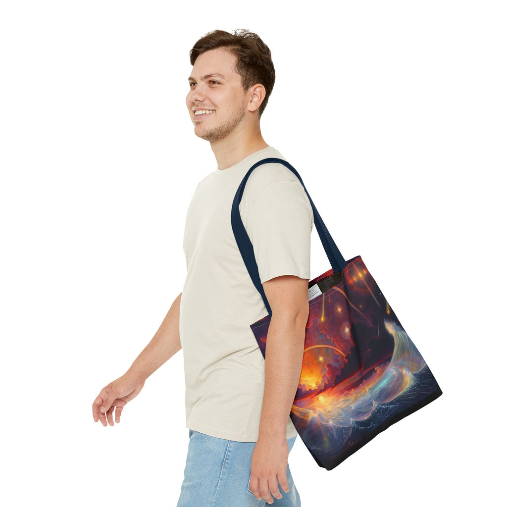 “Celestial Tides” – Cosmic Chaos x Ocean Calm Tote