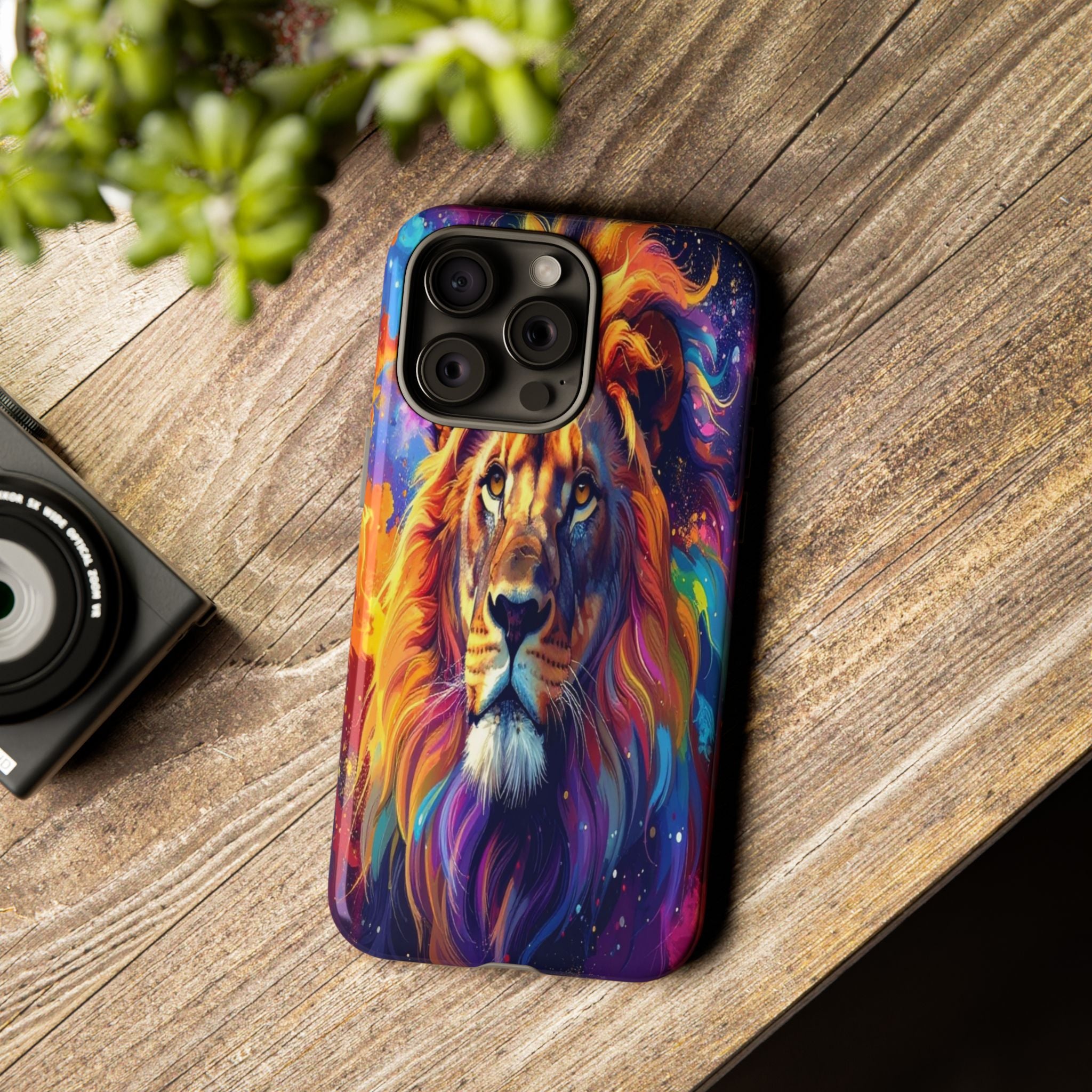 Cosmic Mane: Celestial Lion Portrait, Psychedelic Wildlife Art - L’Art Suprême Phone Case