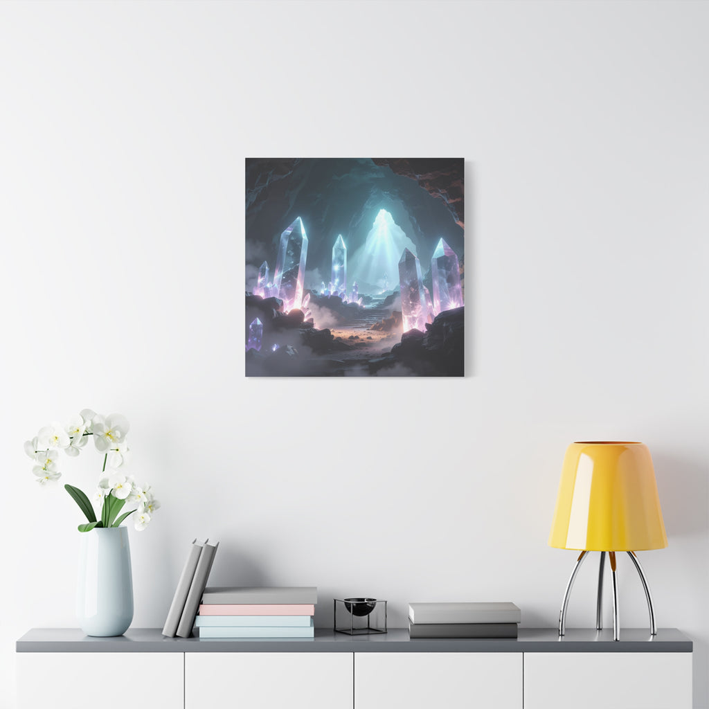 Crystal Reverie: Luminous Cavern Dreamscape, Ethereal Digital Fantasy Art - L’Art Suprême Canvas