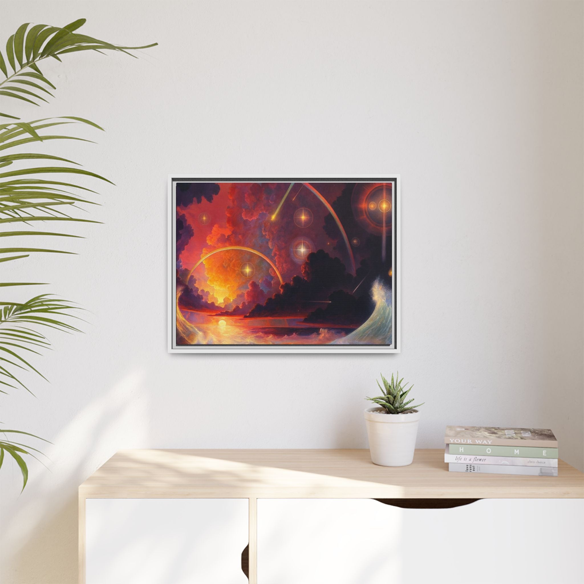 "Celestial Tides" – Framed Canvas Print