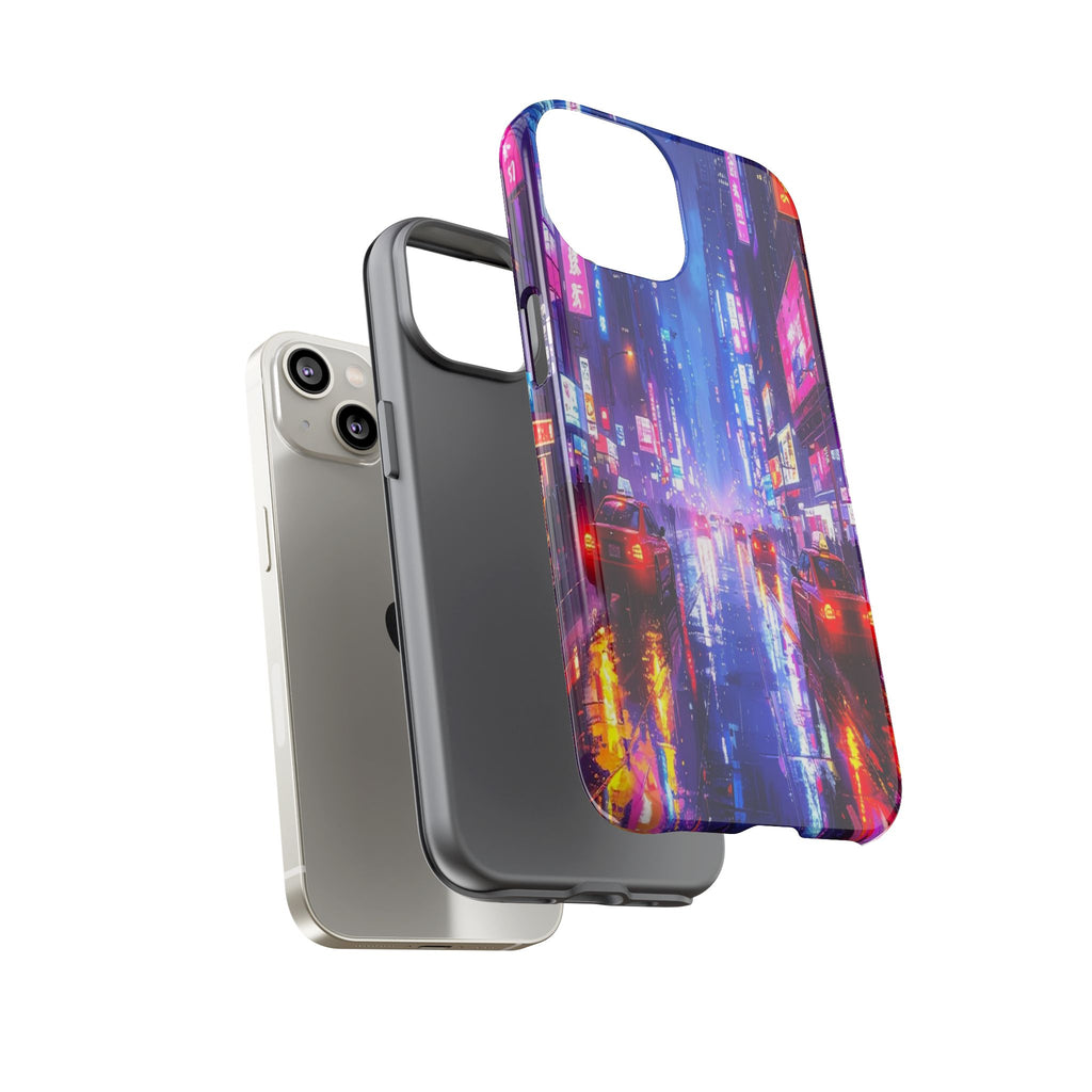 Neon Dystopia: Cyberpunk Metropolis, Urban Night Reflections - L’Art Suprême Phone Case