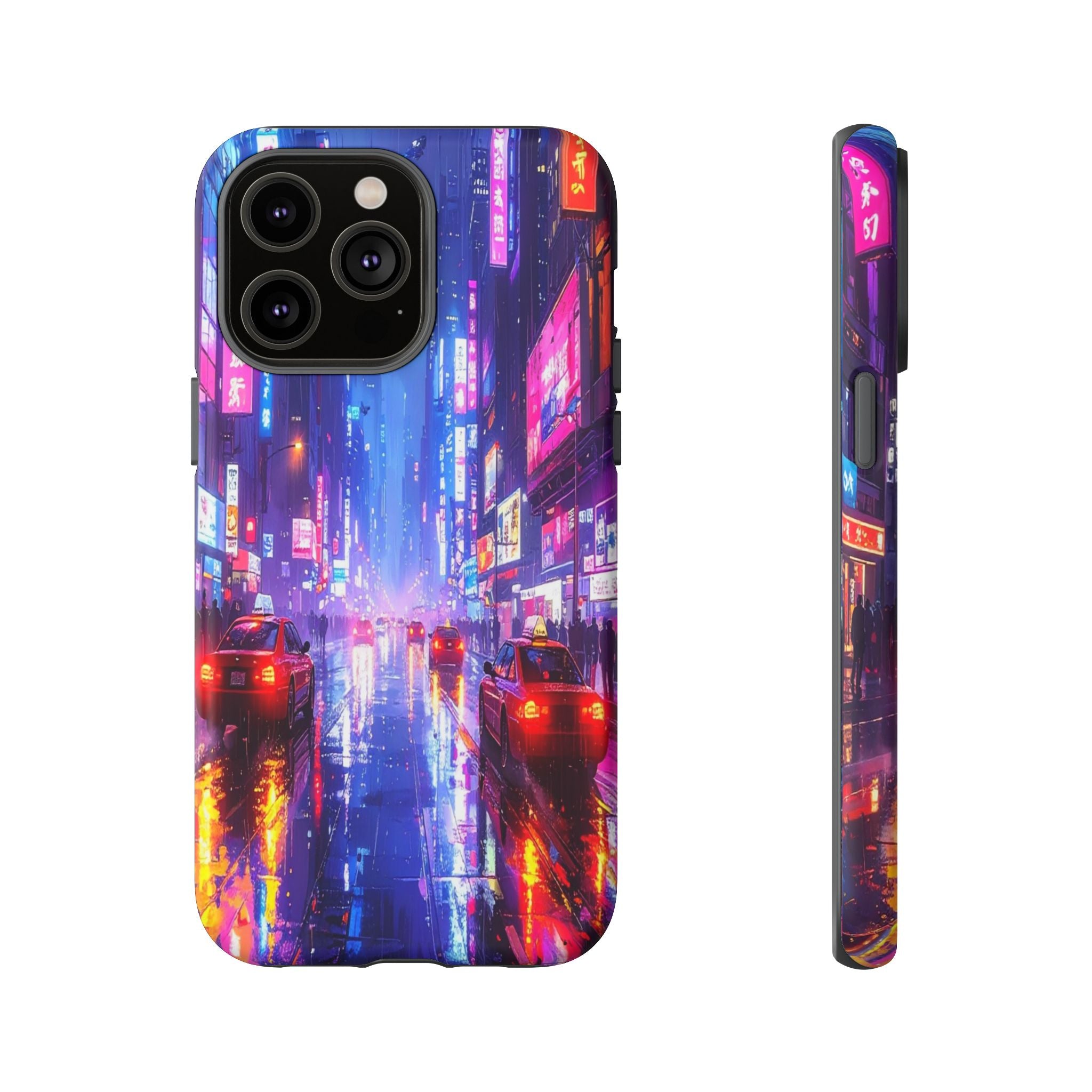 Neon Dystopia: Cyberpunk Metropolis, Urban Night Reflections - L’Art Suprême Phone Case