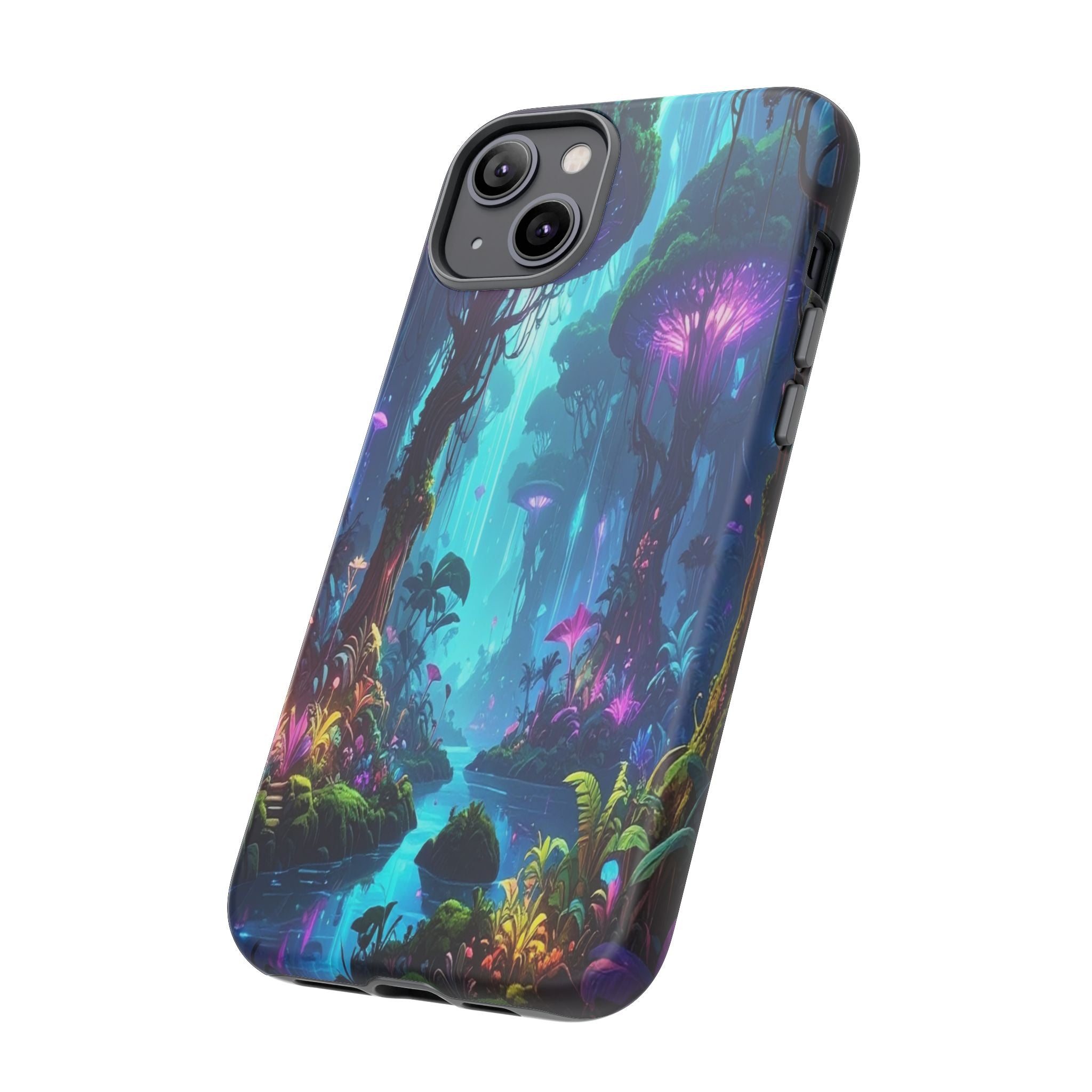 Bioluminescent Dreamscape: Ethereal Forest Fantasy, Digital Luminescence Illustration - L’Art Suprême Phone Case