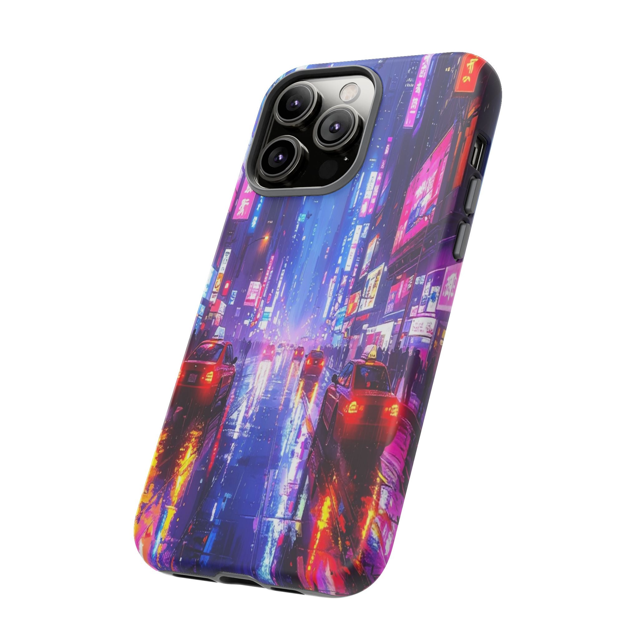 Neon Dystopia: Cyberpunk Metropolis, Urban Night Reflections - L’Art Suprême Phone Case