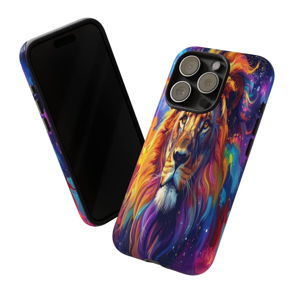 Cosmic Mane: Celestial Lion Portrait, Psychedelic Wildlife Art - L’Art Suprême Phone Case