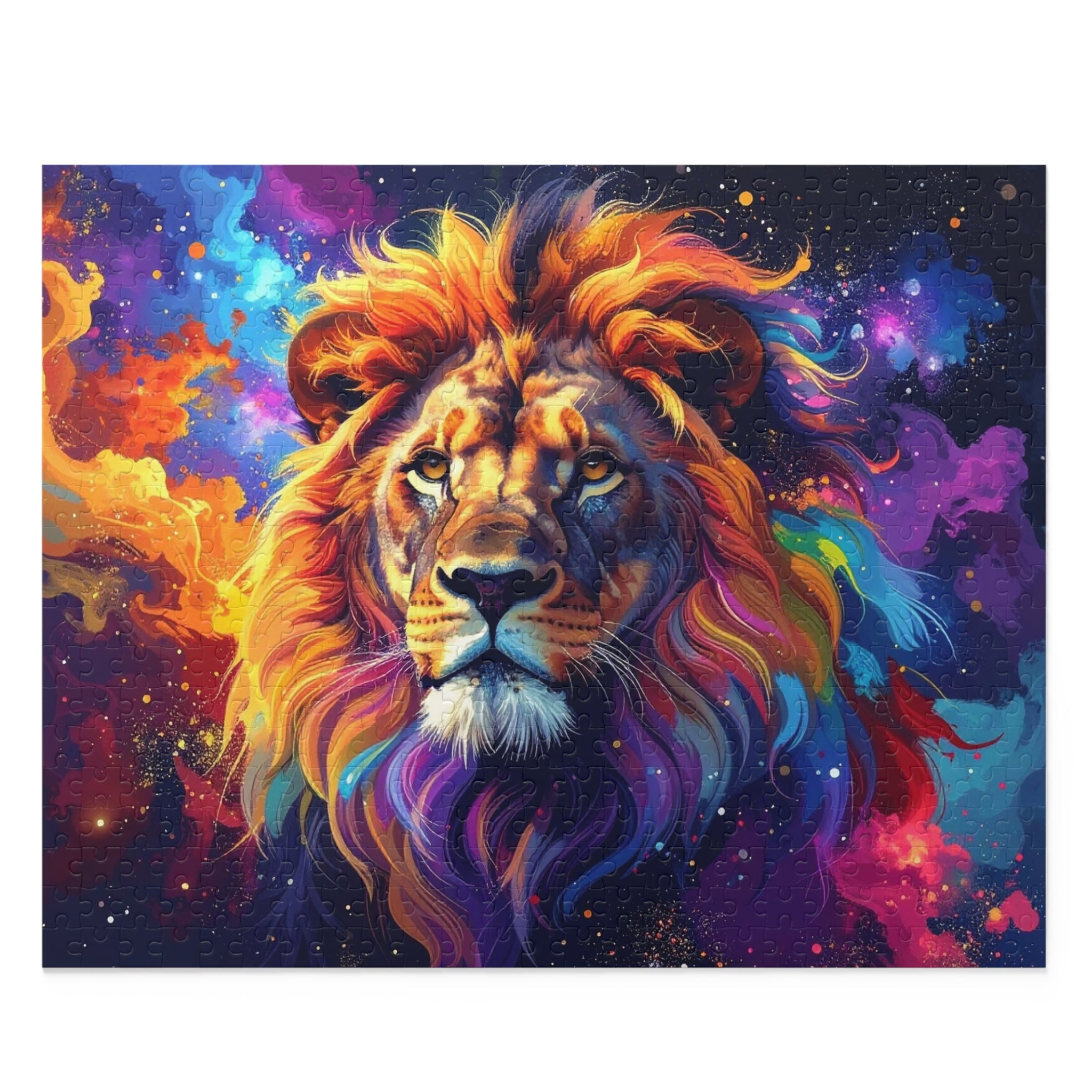 Cosmic Mane: Digital Wildlife Art, Celestial Lion Portrait -  L'Art Puzzle