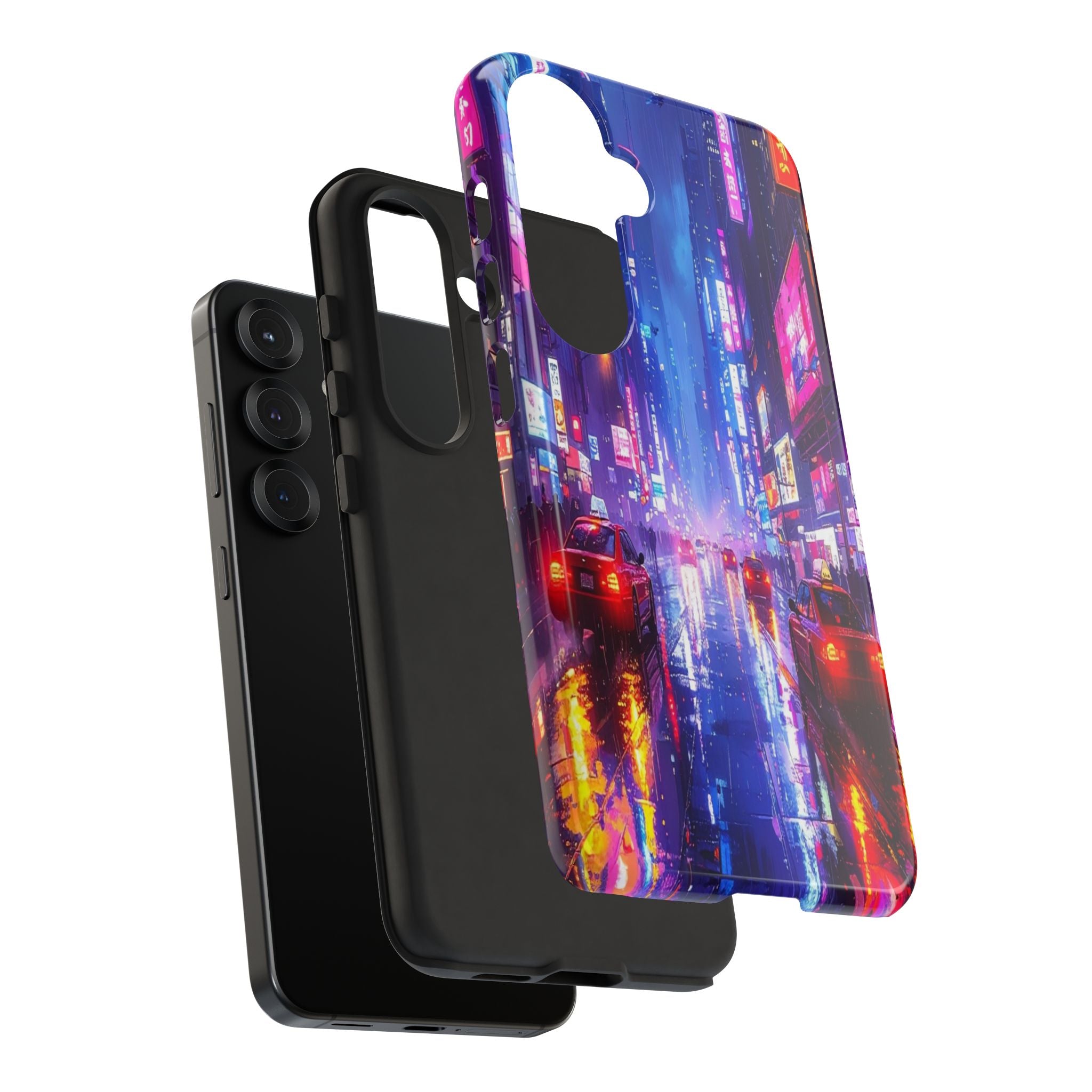 Neon Dystopia: Cyberpunk Metropolis, Urban Night Reflections - L’Art Suprême Phone Case