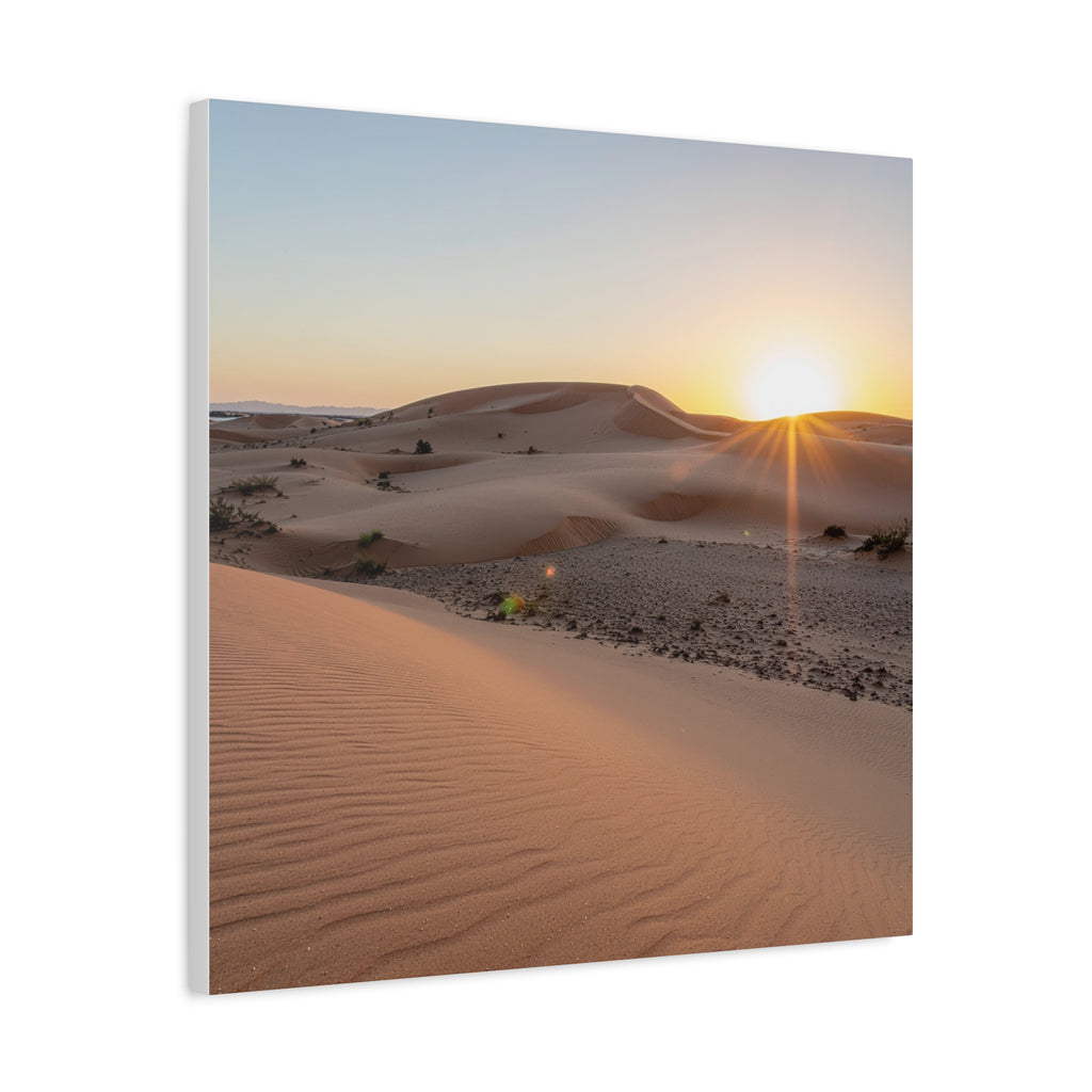 Daybreak in the Desert: Golden Sands at Sunrise, Arid Landscape Panorama - L’Art Suprême Canvas