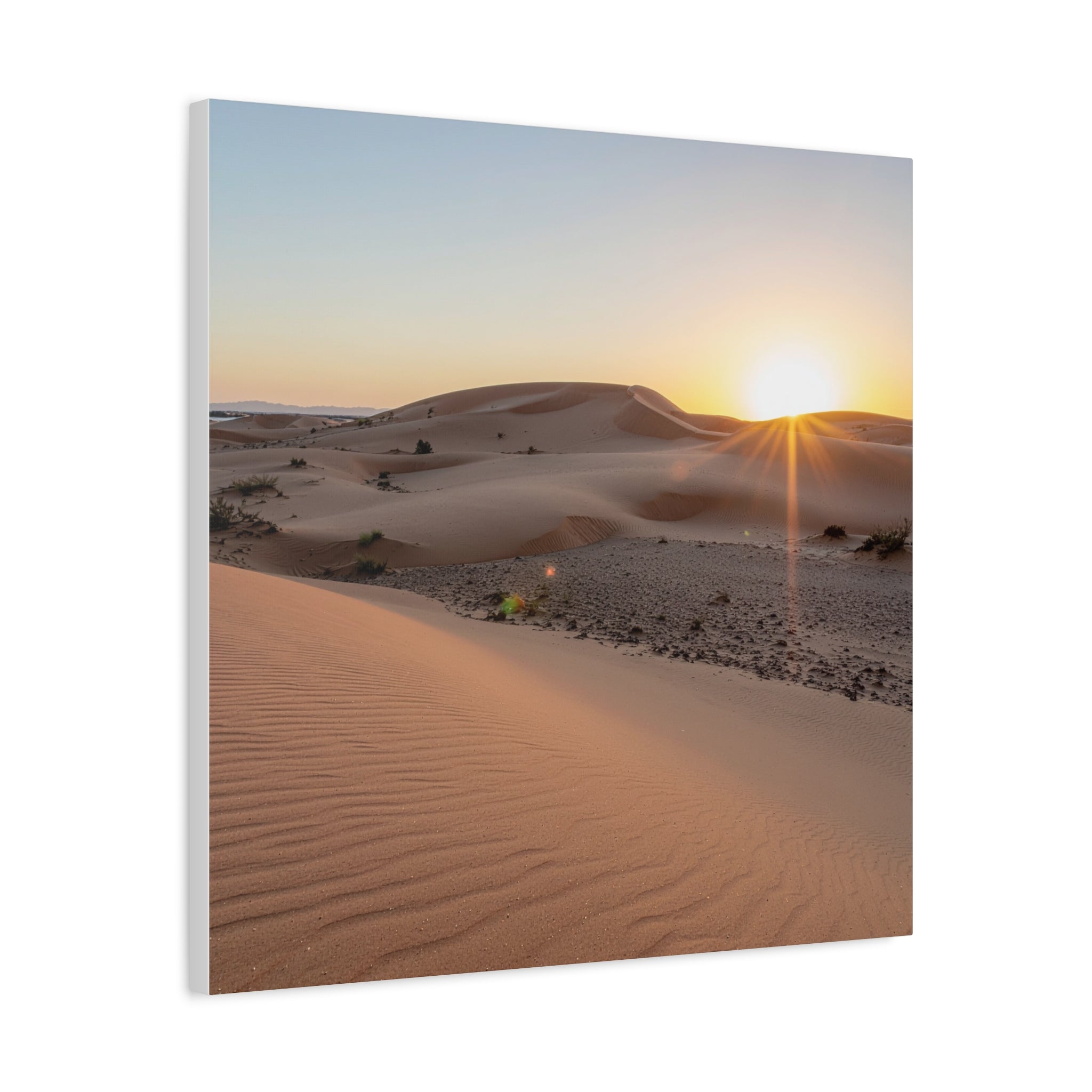 Daybreak in the Desert: Golden Sands at Sunrise, Arid Landscape Panorama - L’Art Suprême Canvas