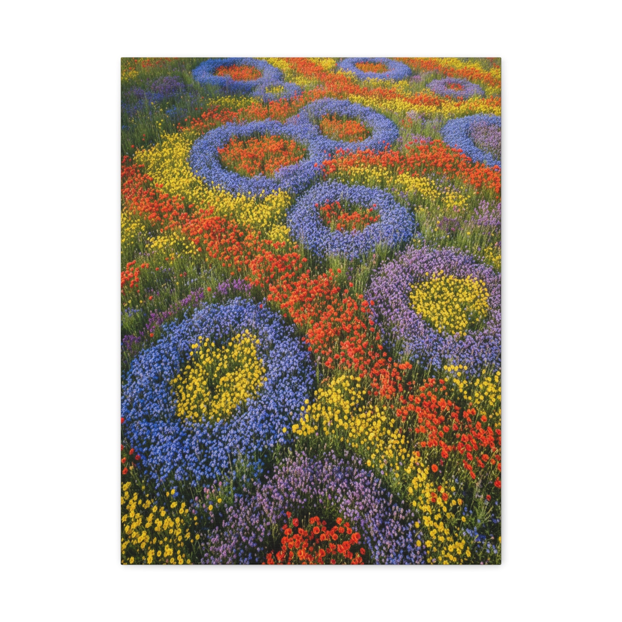 Geometric Garden: Kaleidoscopic Floral Landscape, Vibrant Botanical Patterns - L’Art Suprême Canvas