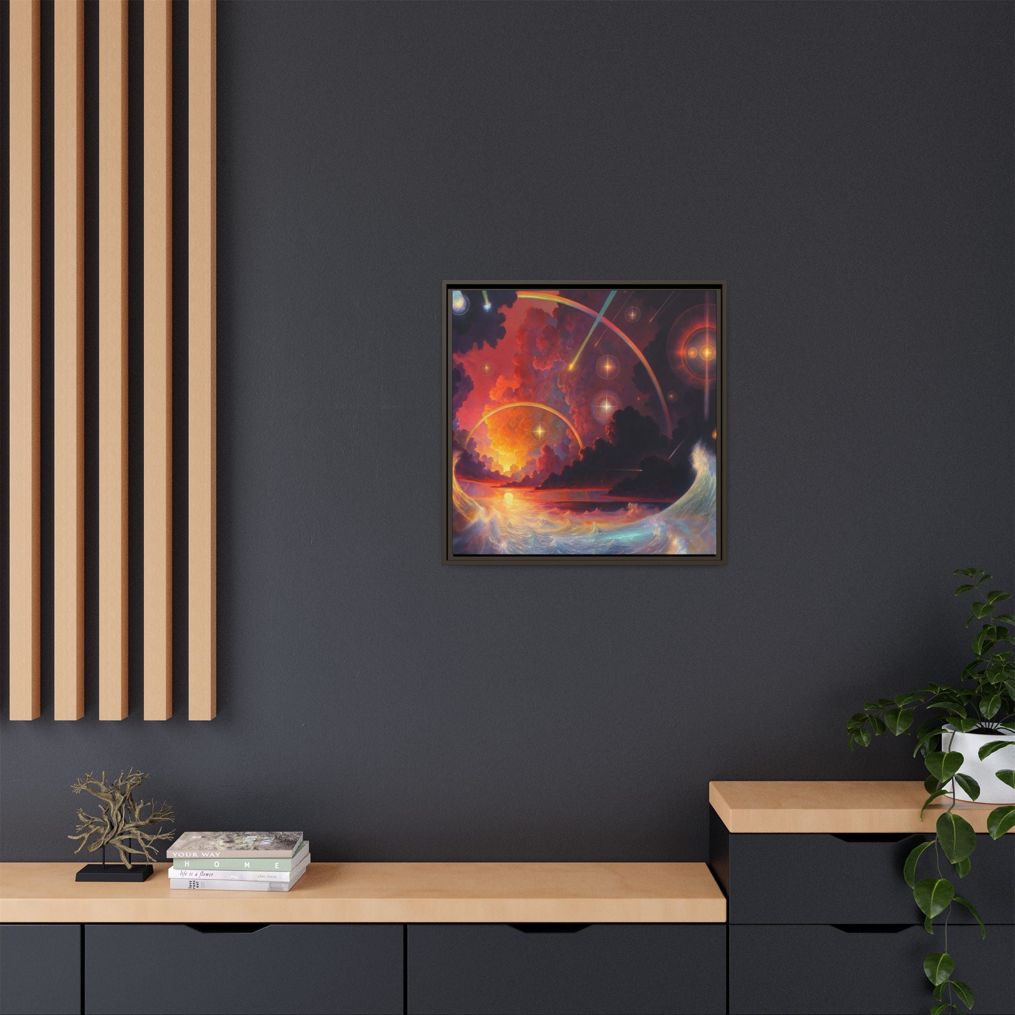 "Celestial Tides" – Framed Canvas Print