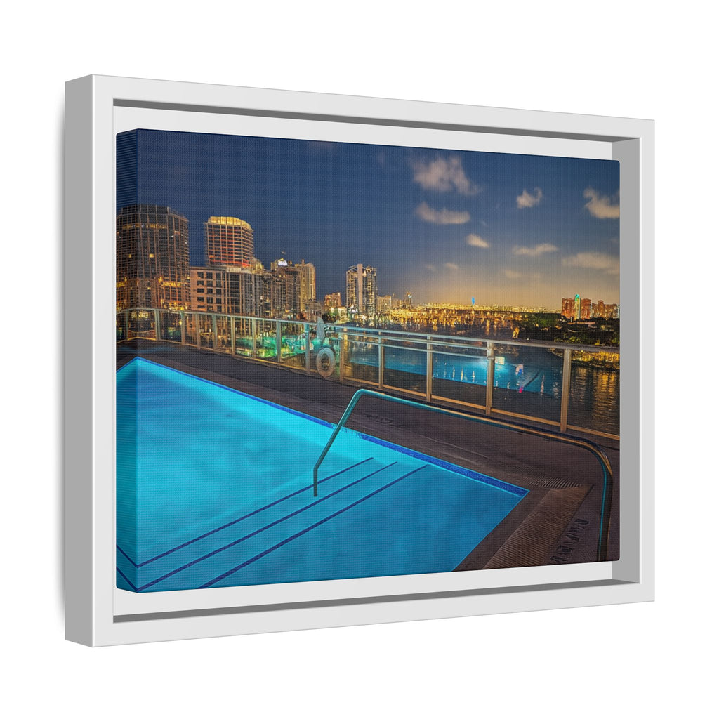"Skyline Reflections" – Framed Canvas Print