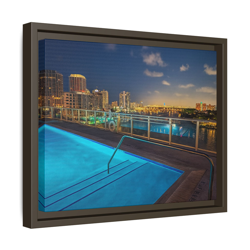 "Skyline Reflections" – Framed Canvas Print