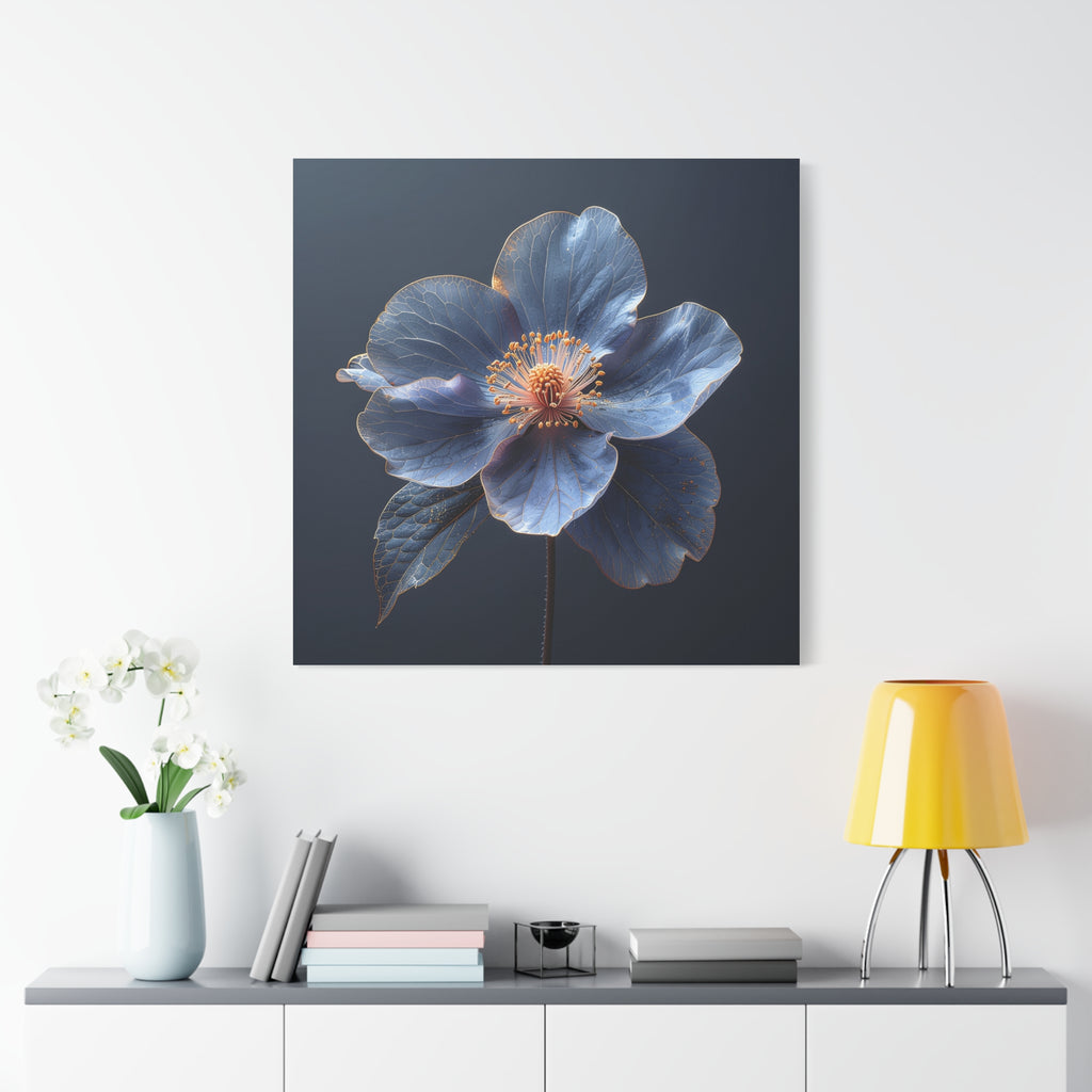 Ethereal Blue: Macro Botanical Photography, Delicate Floral Veins - L’Art Suprême Canvas
