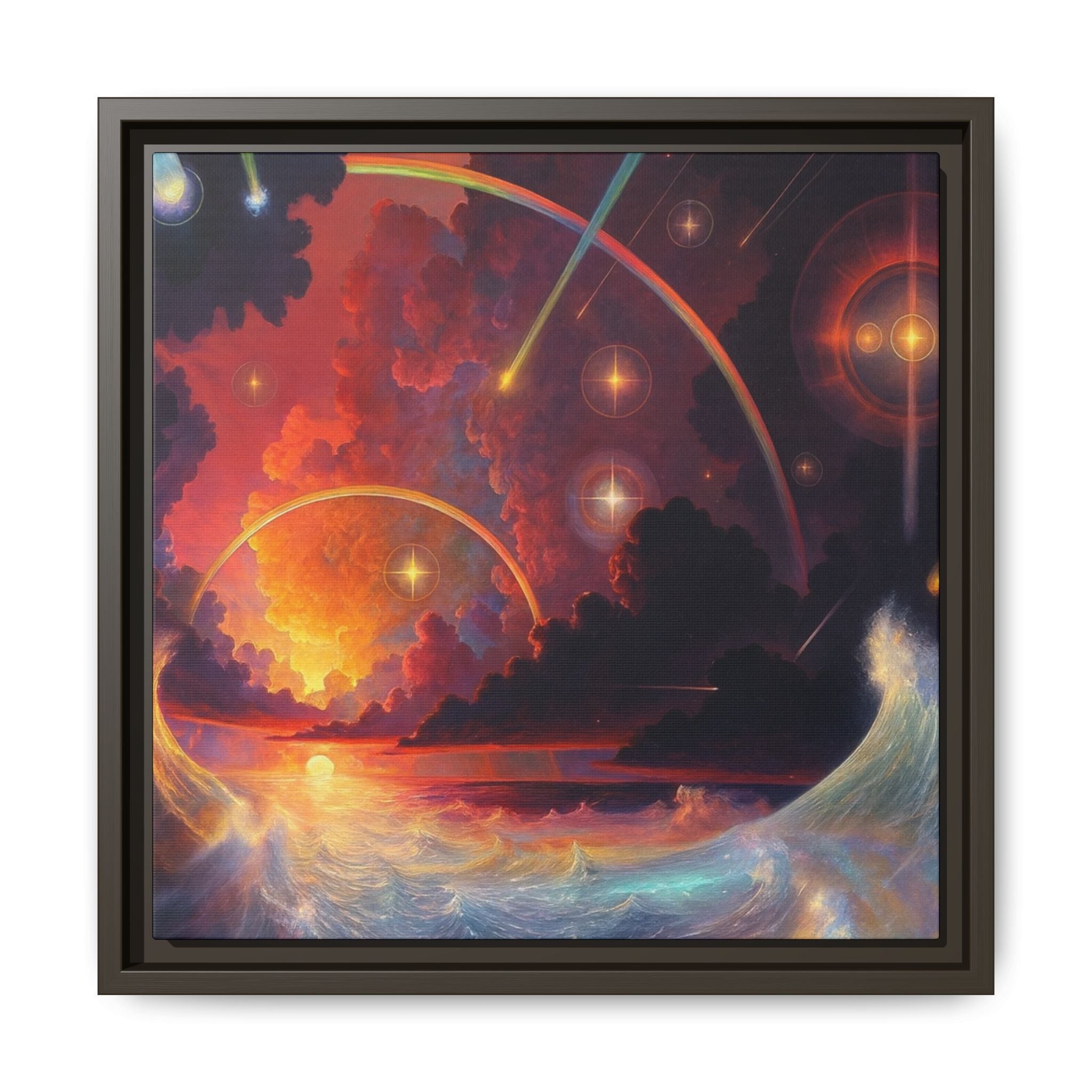 "Celestial Tides" – Framed Canvas Print