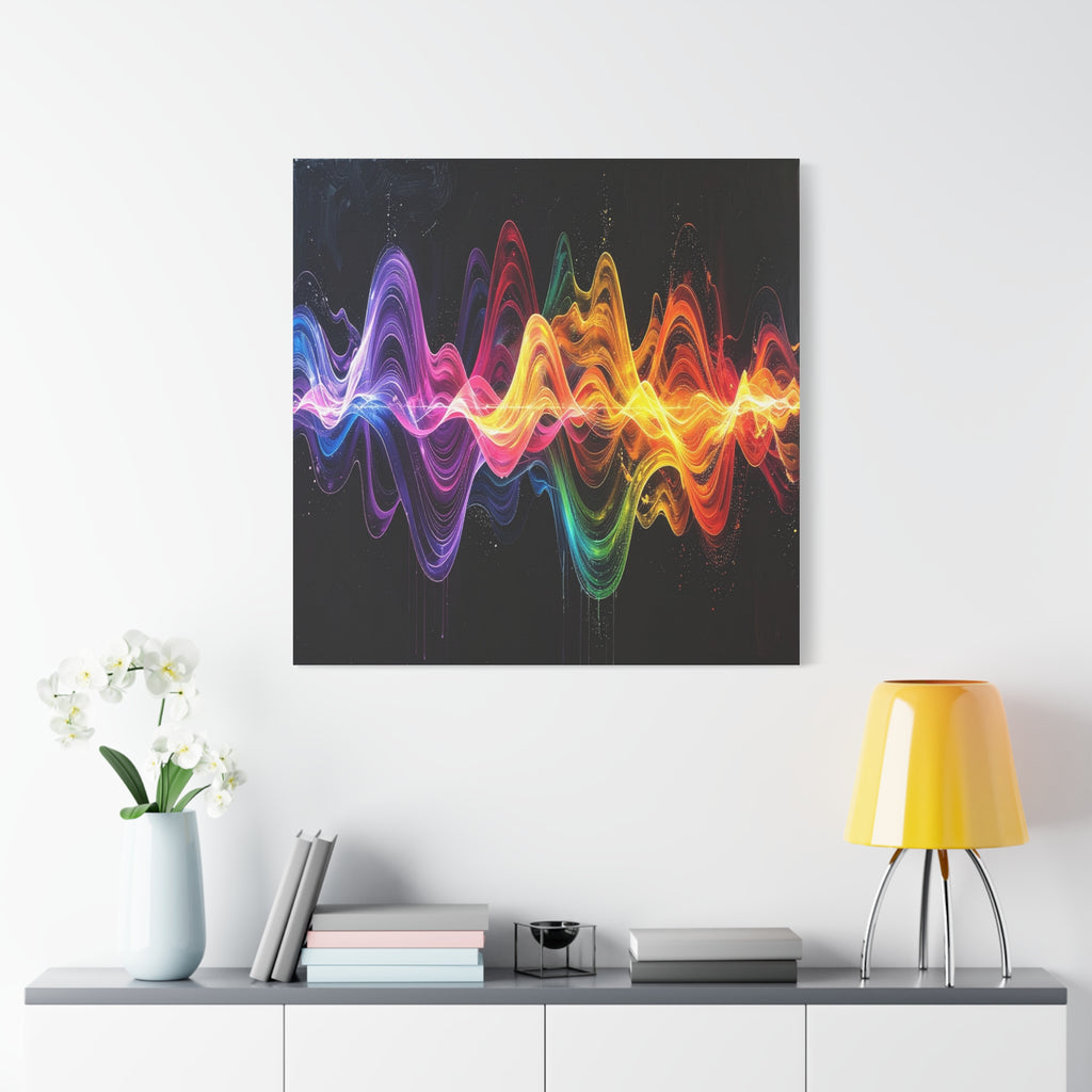 Sonic Spectrum: Digital Sound Wave Visualization, Color Gradient Artwork - L’Art Suprême Canvas