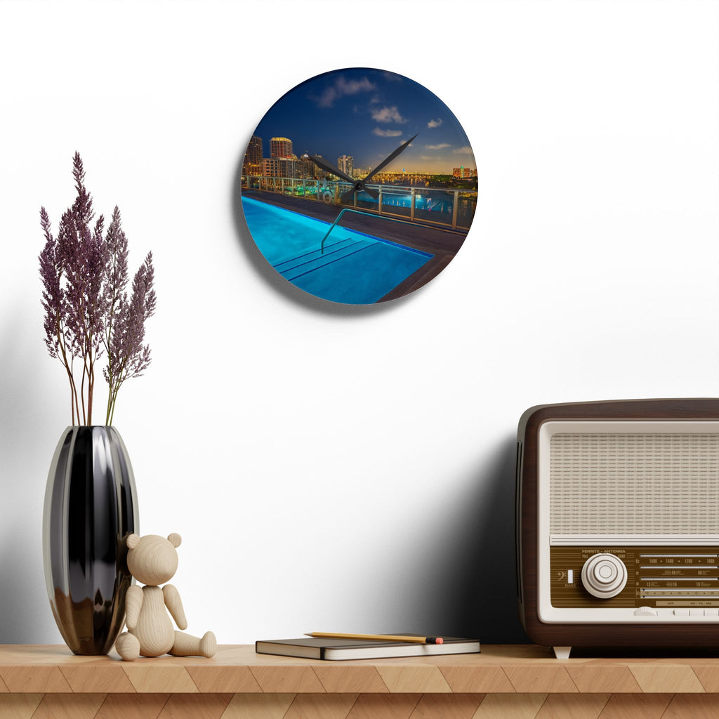 "Skyline Reflections" – Acrylic Wall Clock