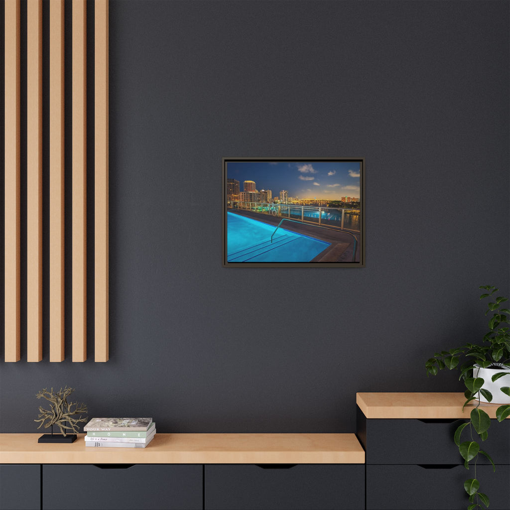 "Skyline Reflections" – Framed Canvas Print