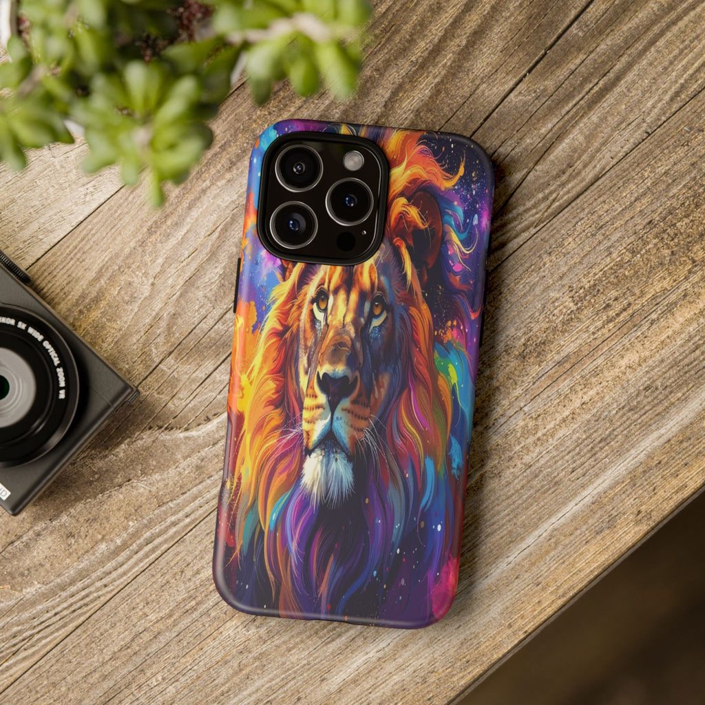 Cosmic Mane: Celestial Lion Portrait, Psychedelic Wildlife Art - L’Art Suprême Phone Case