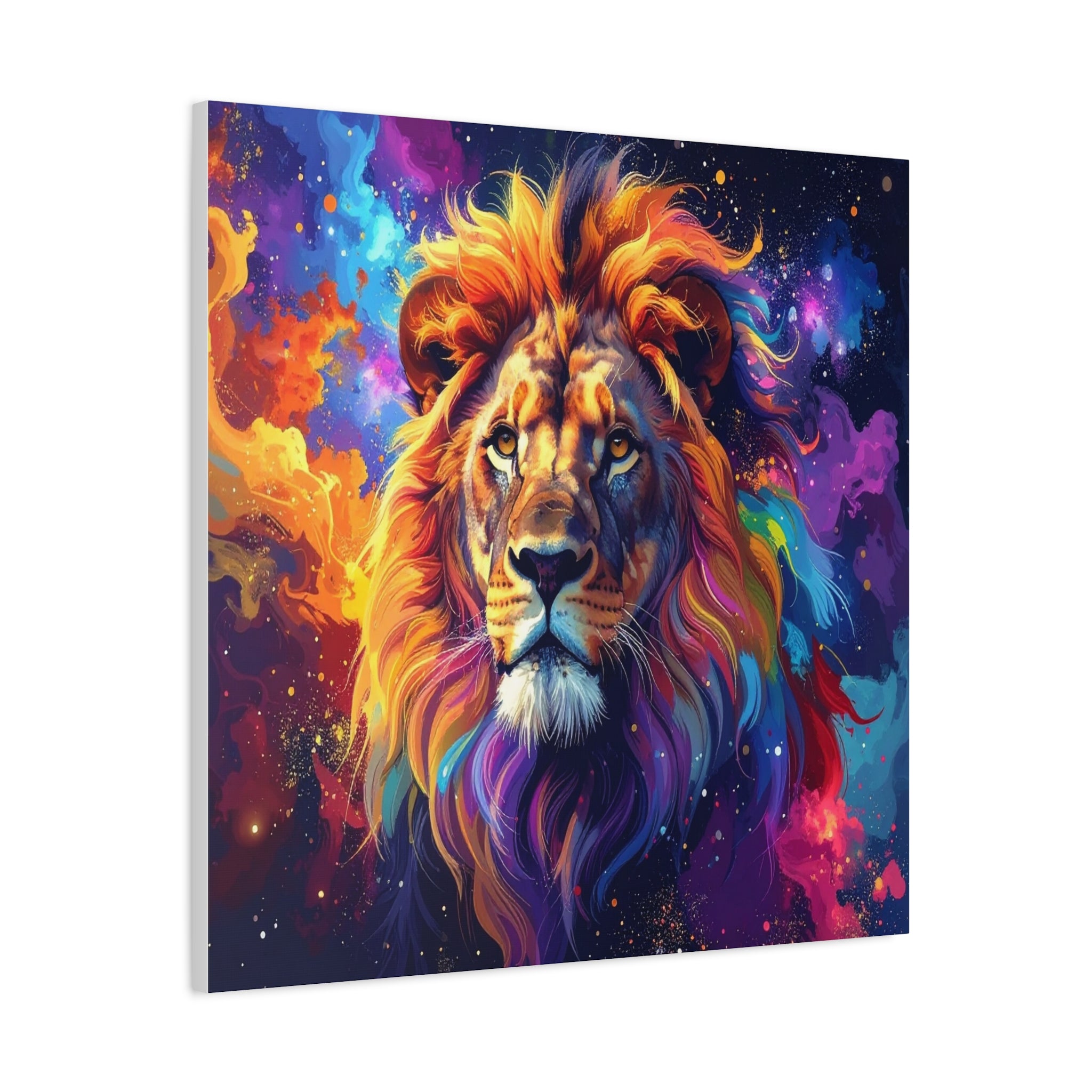 Cosmic Mane: Celestial Lion Portrait, Digital Cosmic Artwork - L’Art Suprême Canvas