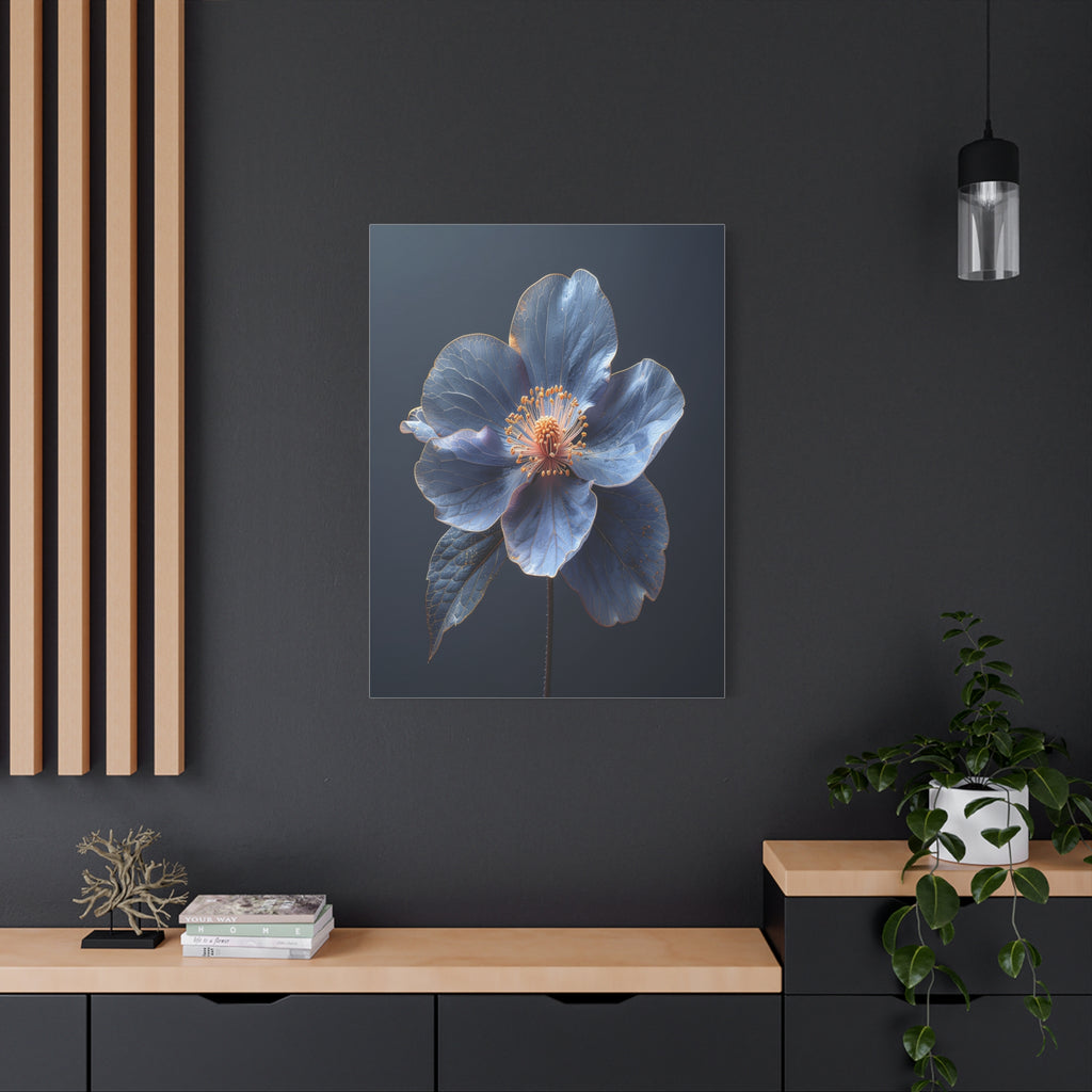 Ethereal Blue: Macro Botanical Photography, Delicate Floral Veins - L’Art Suprême Canvas