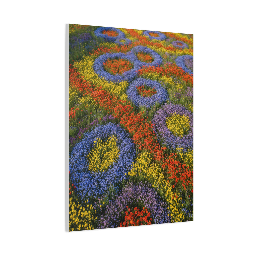 Geometric Garden: Kaleidoscopic Floral Landscape, Vibrant Botanical Patterns - L’Art Suprême Canvas