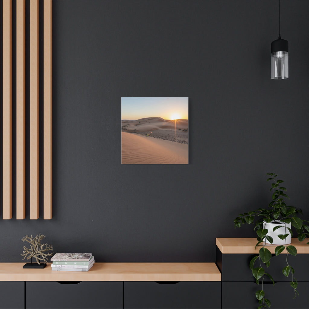 Daybreak in the Desert: Golden Sands at Sunrise, Arid Landscape Panorama - L’Art Suprême Canvas