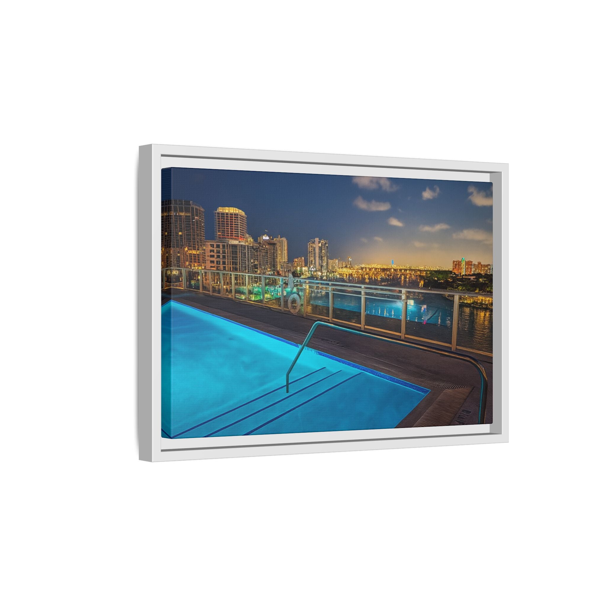 "Skyline Reflections" – Framed Canvas Print