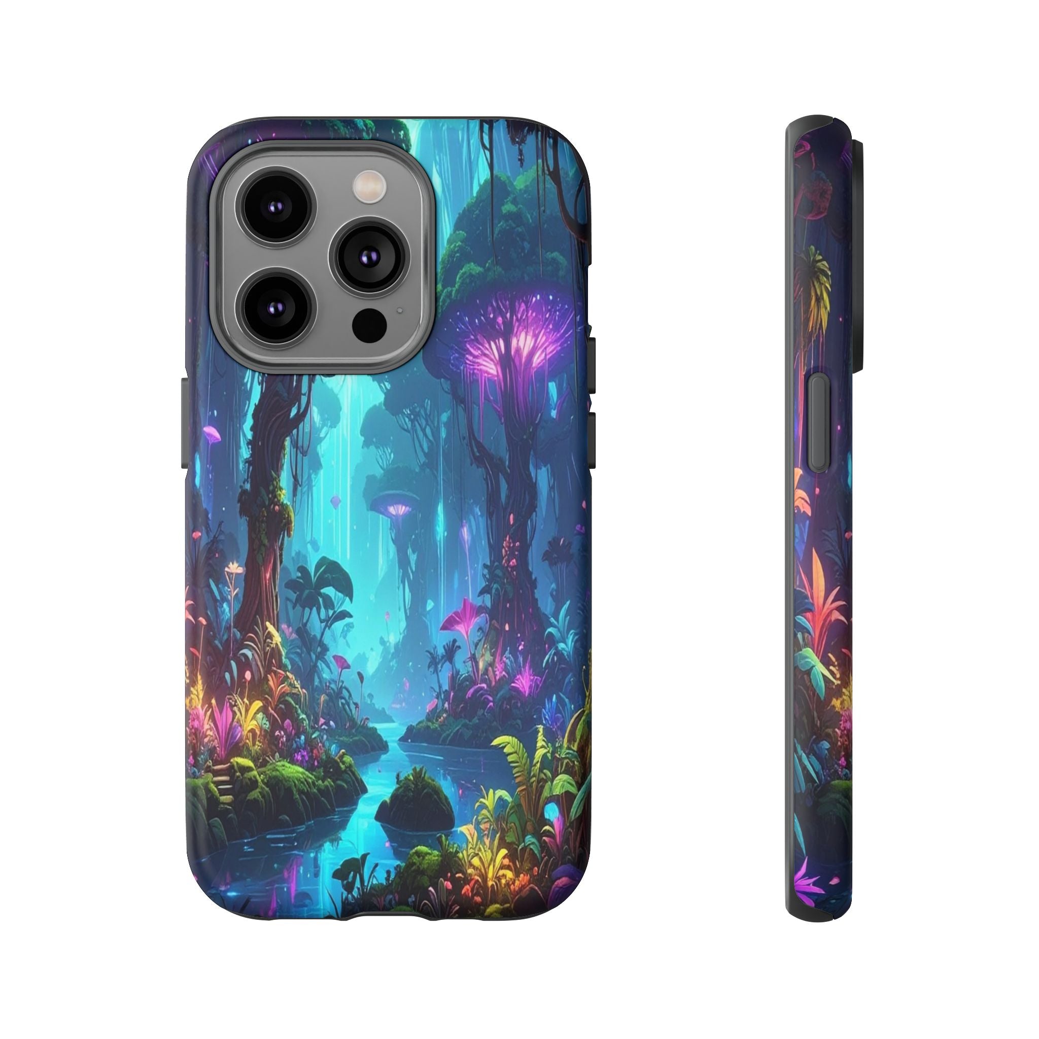 Bioluminescent Dreamscape: Ethereal Forest Fantasy, Digital Luminescence Illustration - L’Art Suprême Phone Case