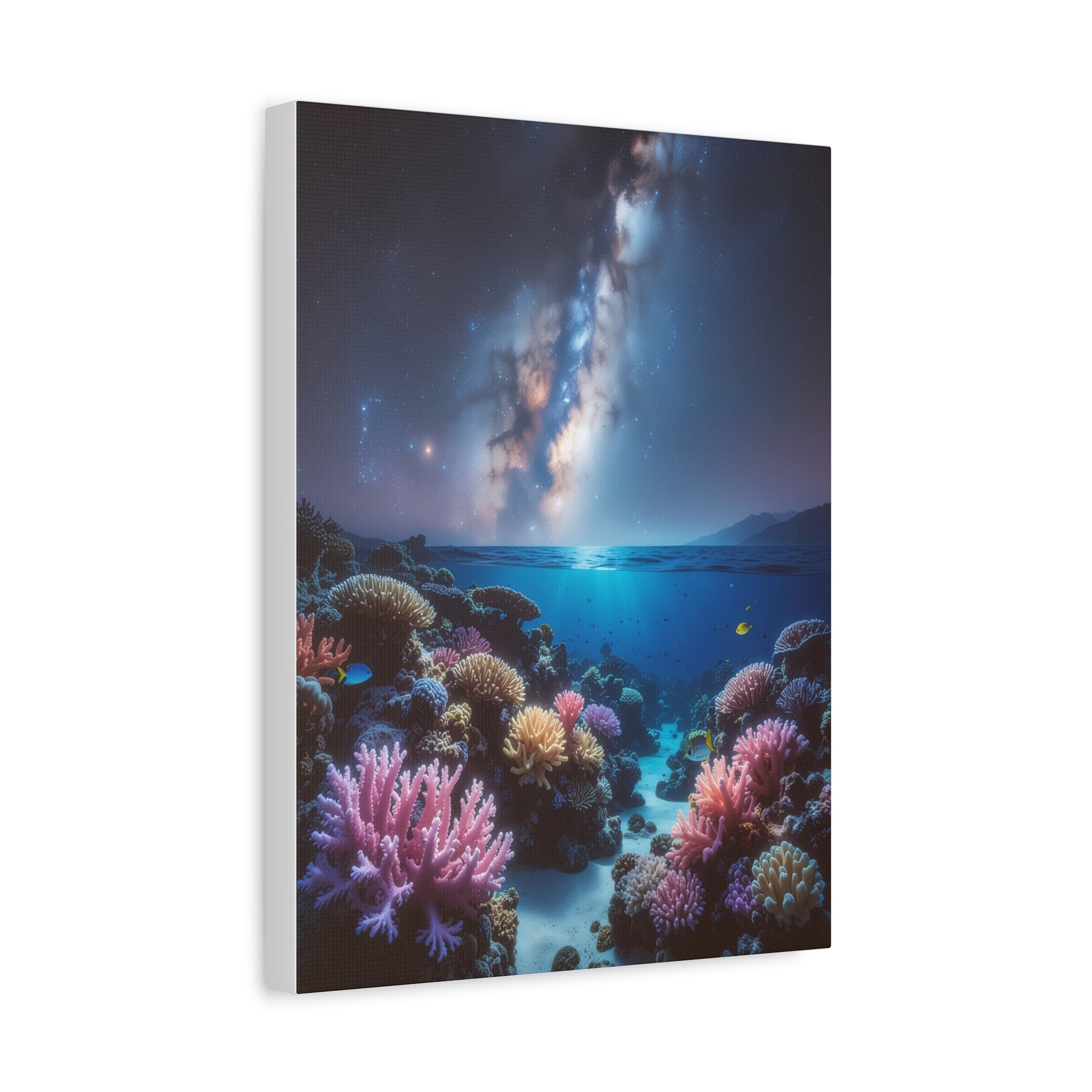 Cosmic Reef Harmony: Underwater Seascape Panorama, Milky Way Marine Dreamscape - L’Art Suprême Canvas
