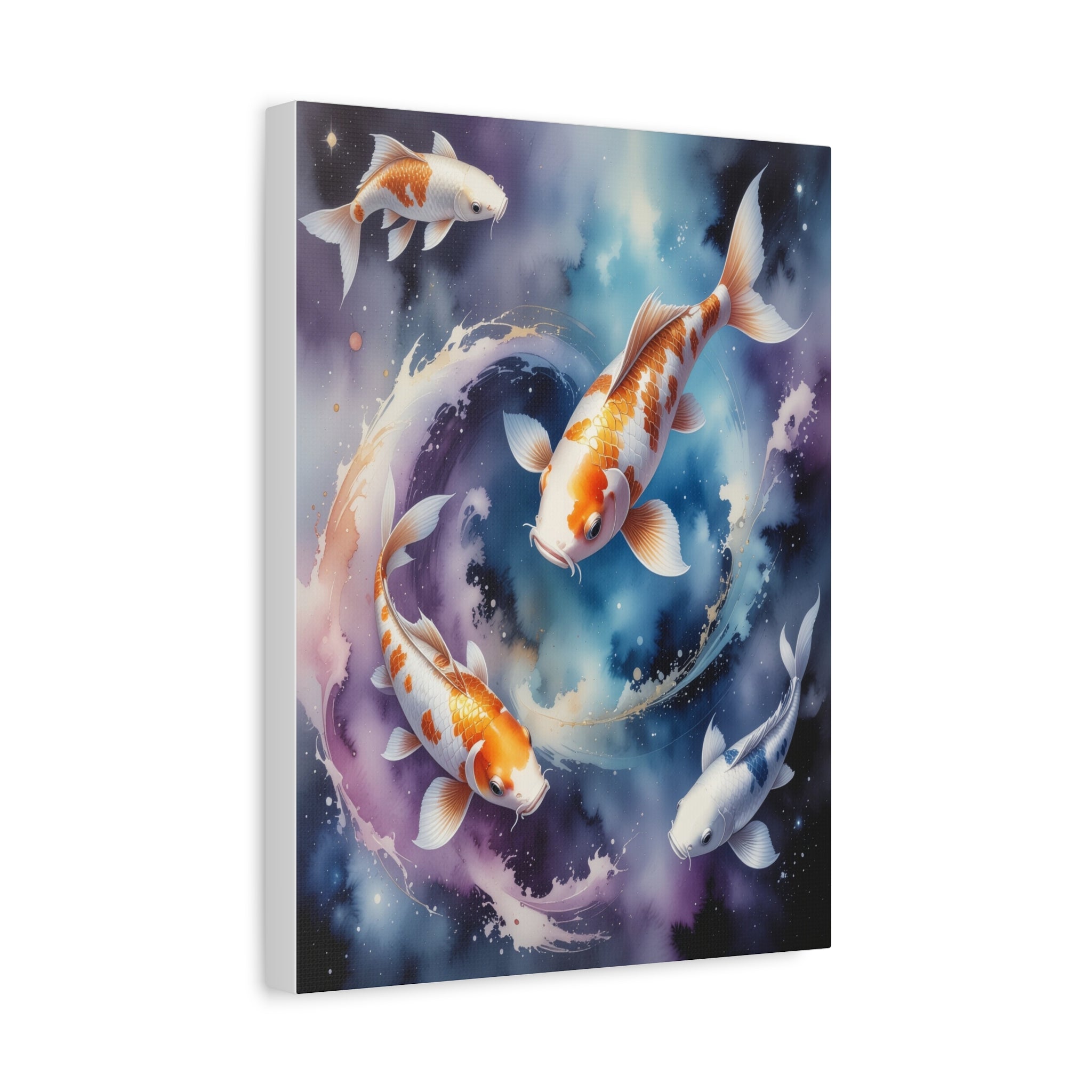 Cosmic Koi Symphony: Ethereal Underwater Space Journey, Digital Watercolor Fantasy - L’Art Suprême Canvas