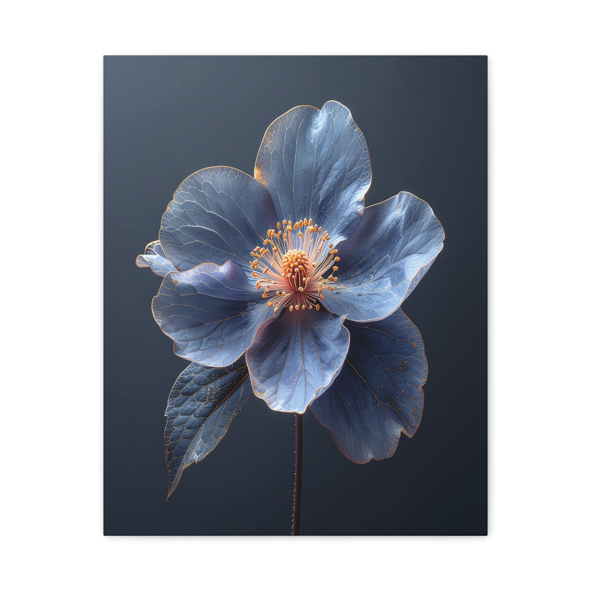 Ethereal Blue: Macro Botanical Photography, Delicate Floral Veins - L’Art Suprême Canvas