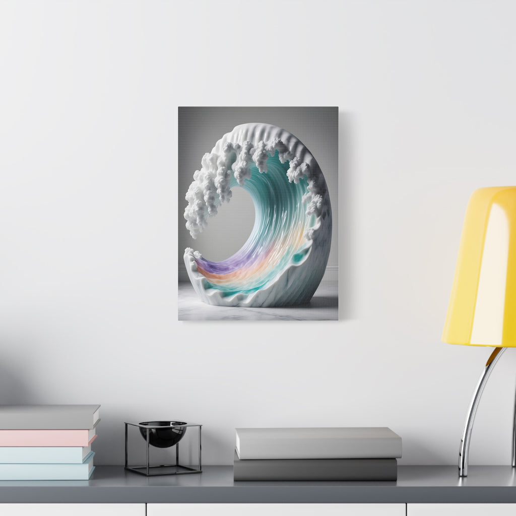 Oceanic Euphoria: Marble Wave Sculpture, Ethereal Aquatic Art - L’Art Suprême Canvas